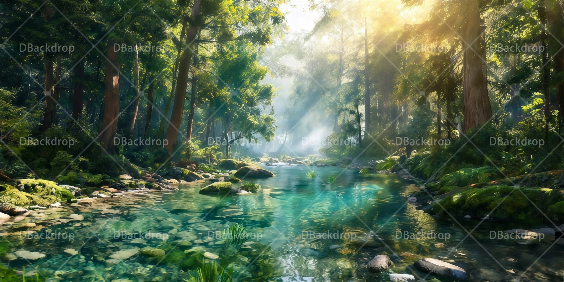 Forest Stage Backdrop Everlasting Stream Scenery Backdrops For Theater RR65-T58