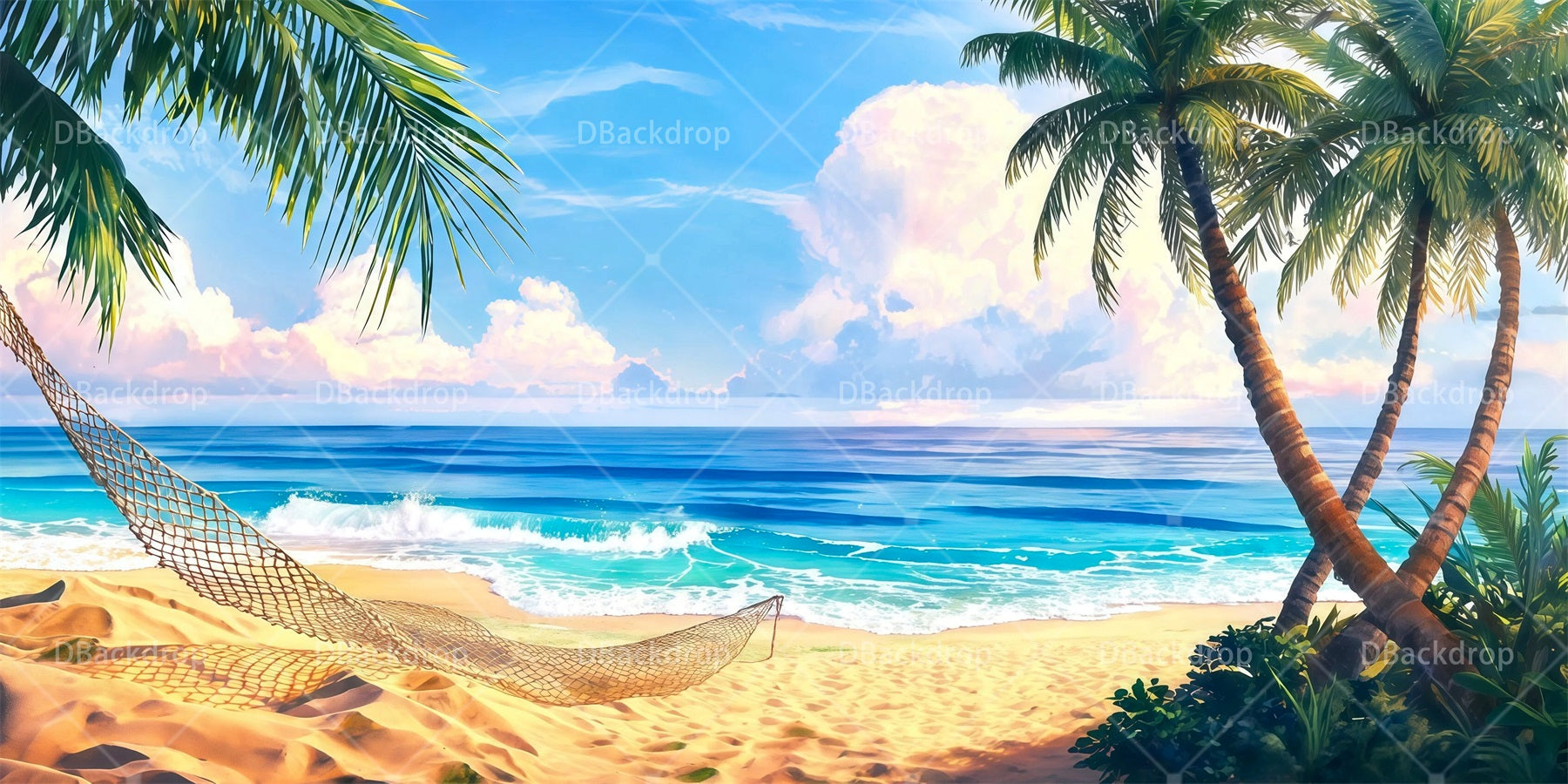 Scenery Backdrops For Theater Palm Trees Beach Stage Backdrop RR65-T68
