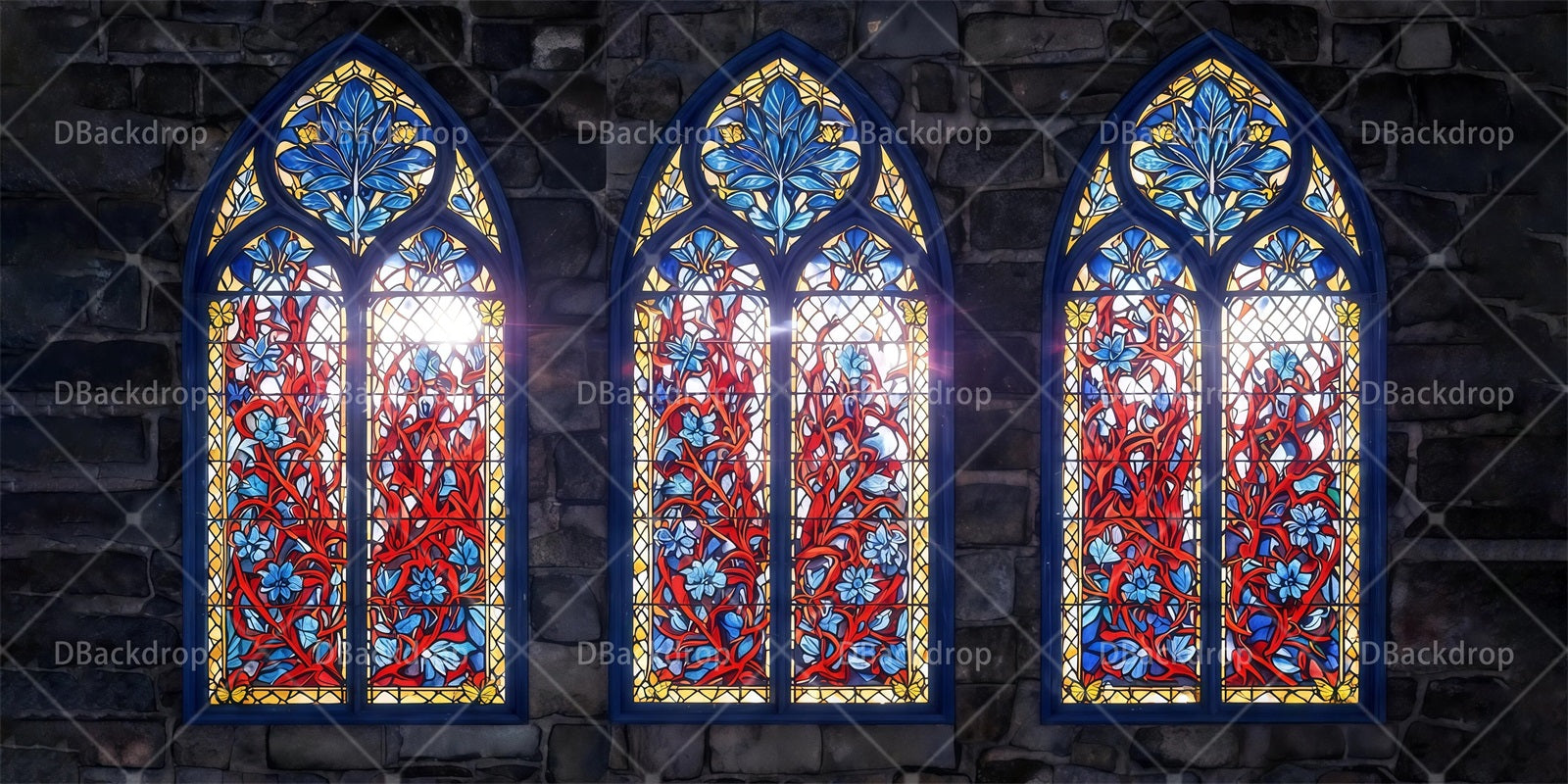 Church Stage Backdrops Stained Glass Windows Backdrop For Theater RR65-T80