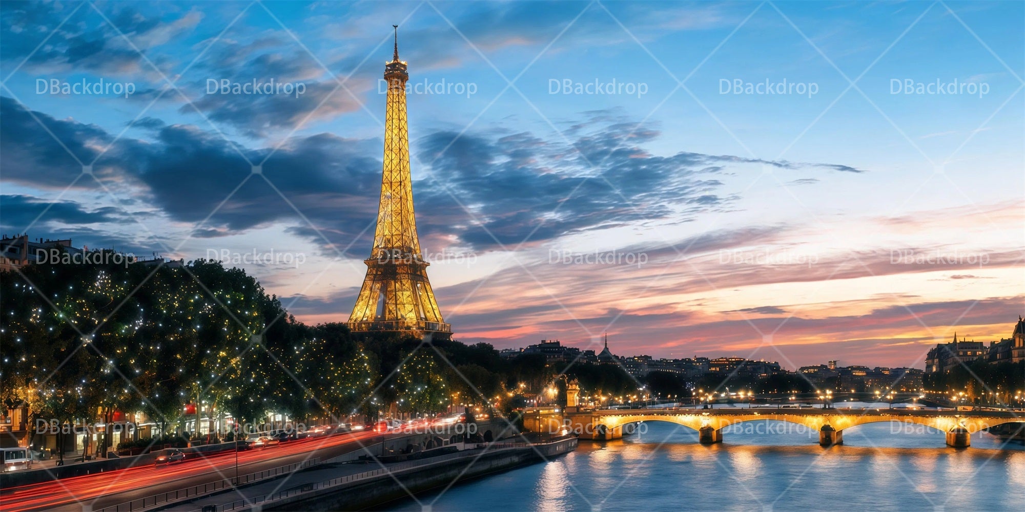 Movie Theater Backdrop Paris At Dusk Performance Backdrop RR65-T85