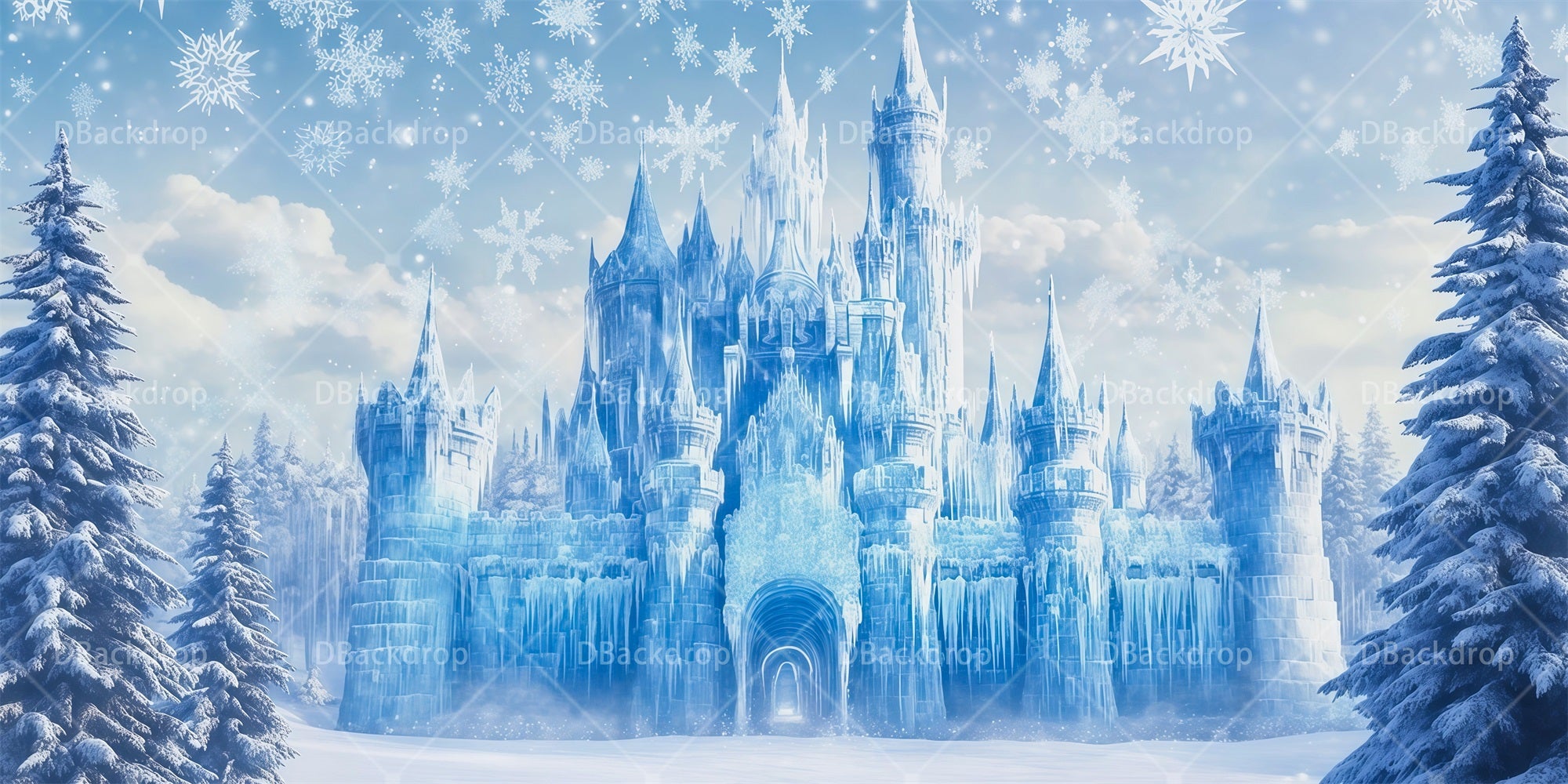 Performance Backdrop Snowflake Ice Castle Theater Stage Backdrops RR66-T120