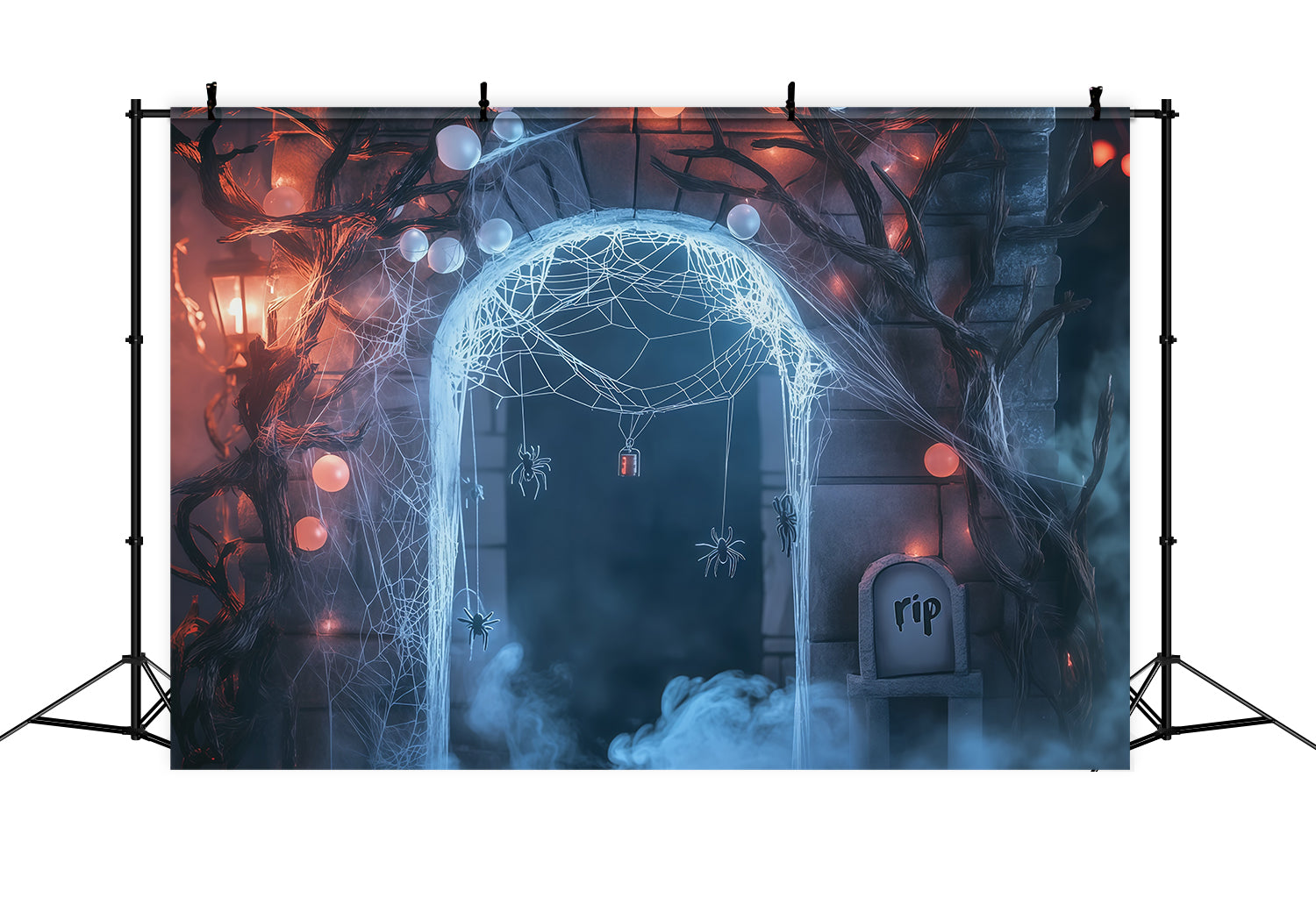 Diy Halloween Backdrop Ideas Cobweb Spider Graveyard Arch Scary Backdrops For Halloween RR67-131