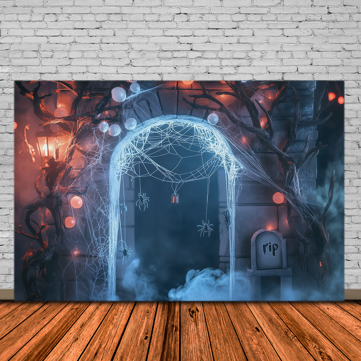 Diy Halloween Backdrop Ideas Cobweb Spider Graveyard Arch Scary Backdrops For Halloween RR67-131
