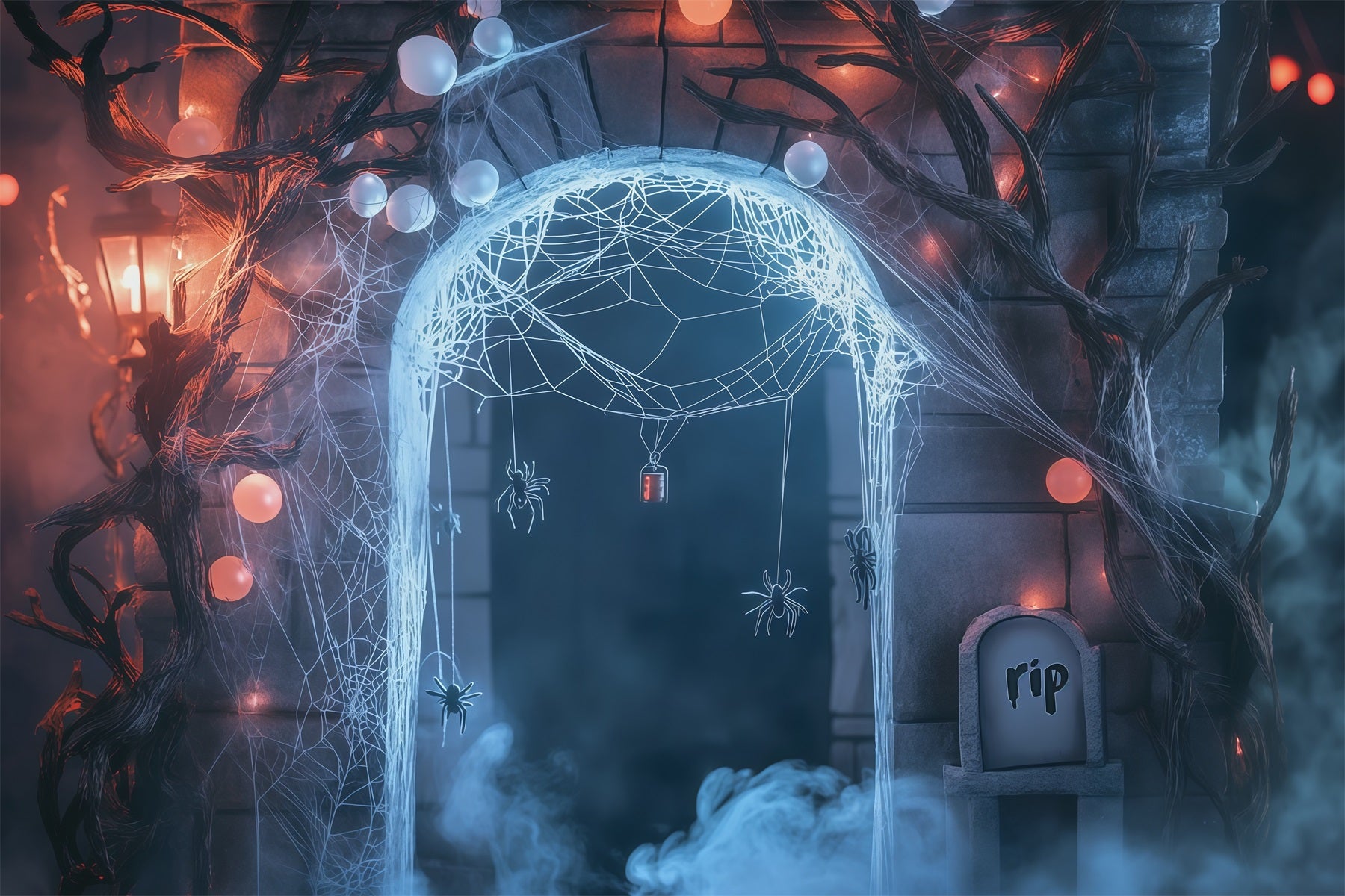 Diy Halloween Backdrop Ideas Cobweb Spider Graveyard Arch Scary Backdrops For Halloween RR67-131