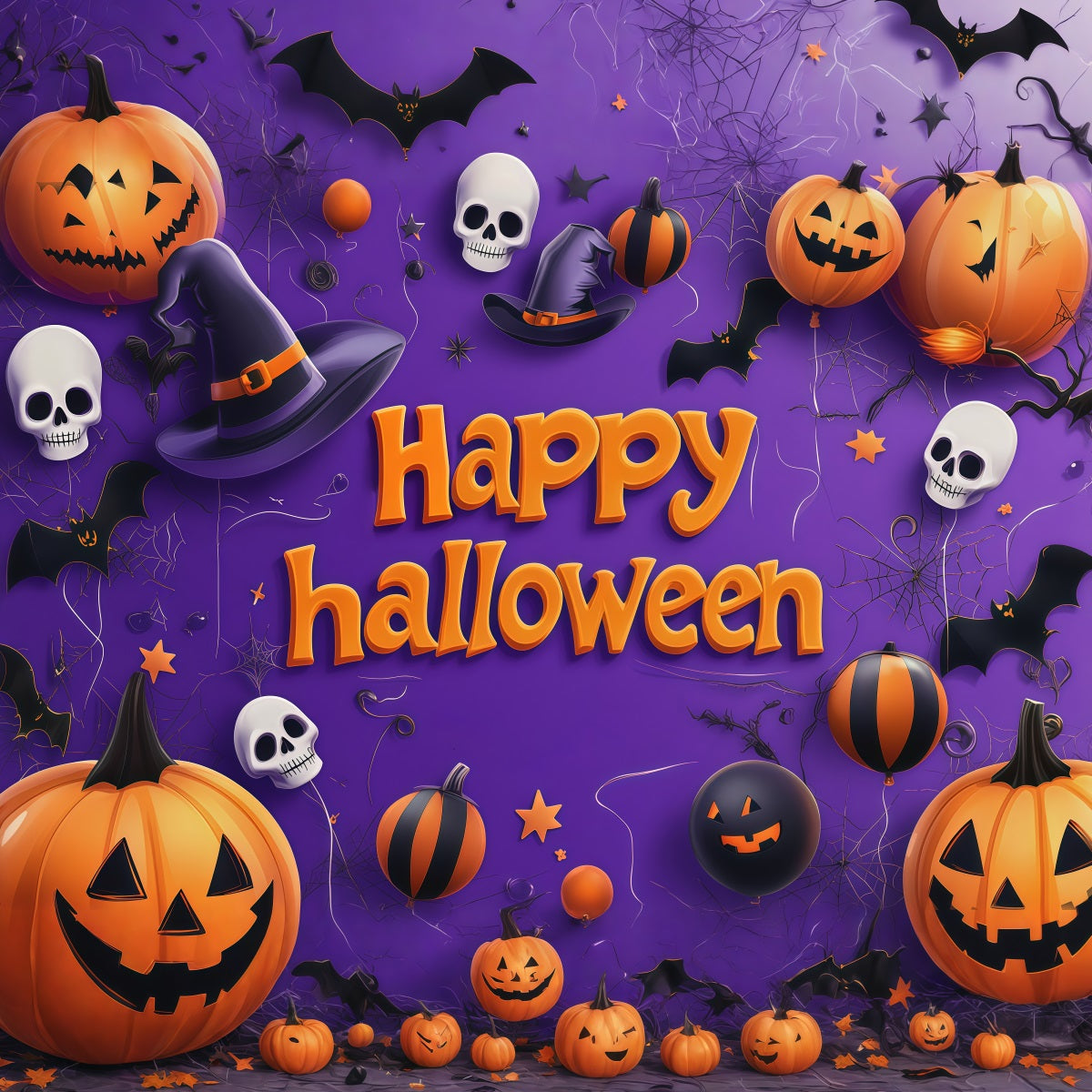 Halloween Backdrop Ideas Diy Pumpkin Skull Balloon Party Purple Halloween Backdrop RR67-143
