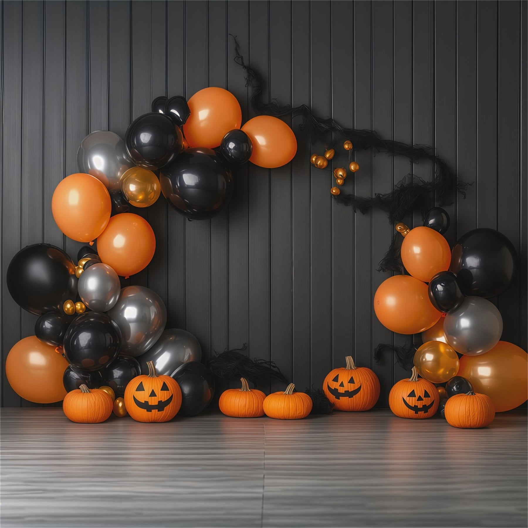 Halloween Backdrop Photos Pumpkin Balloon Party Arch Diy Halloween Photo Backdrop RR67-149