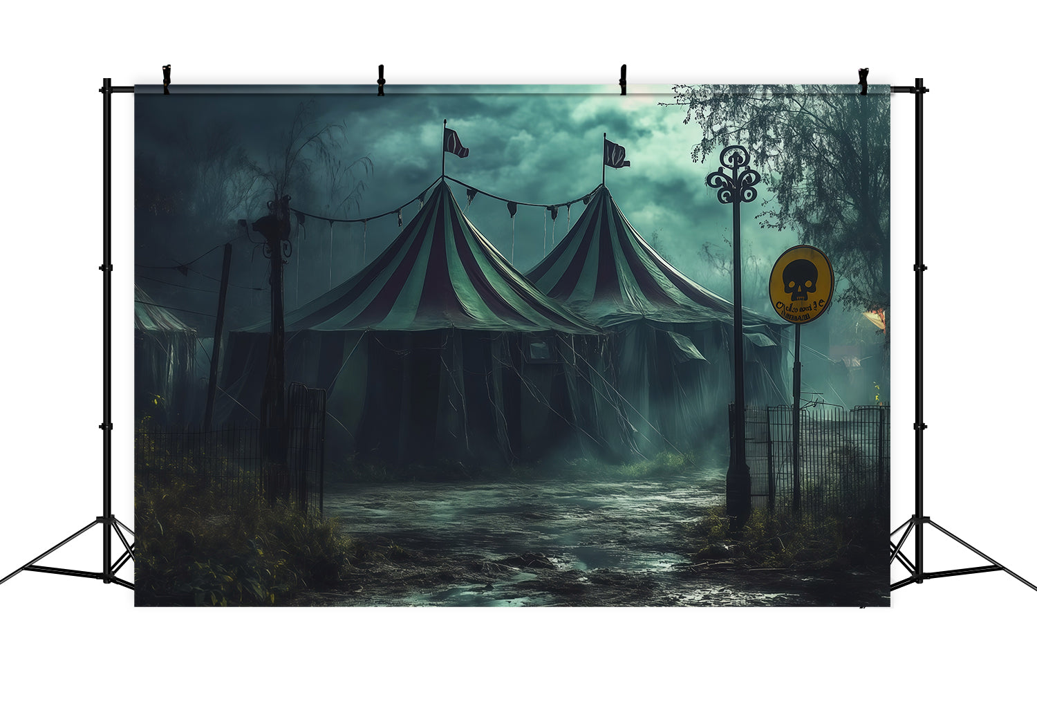 Scary Circus Backdrop Foggy Abandoned Grounds Wizard Of Oz Backdrop RR67-164