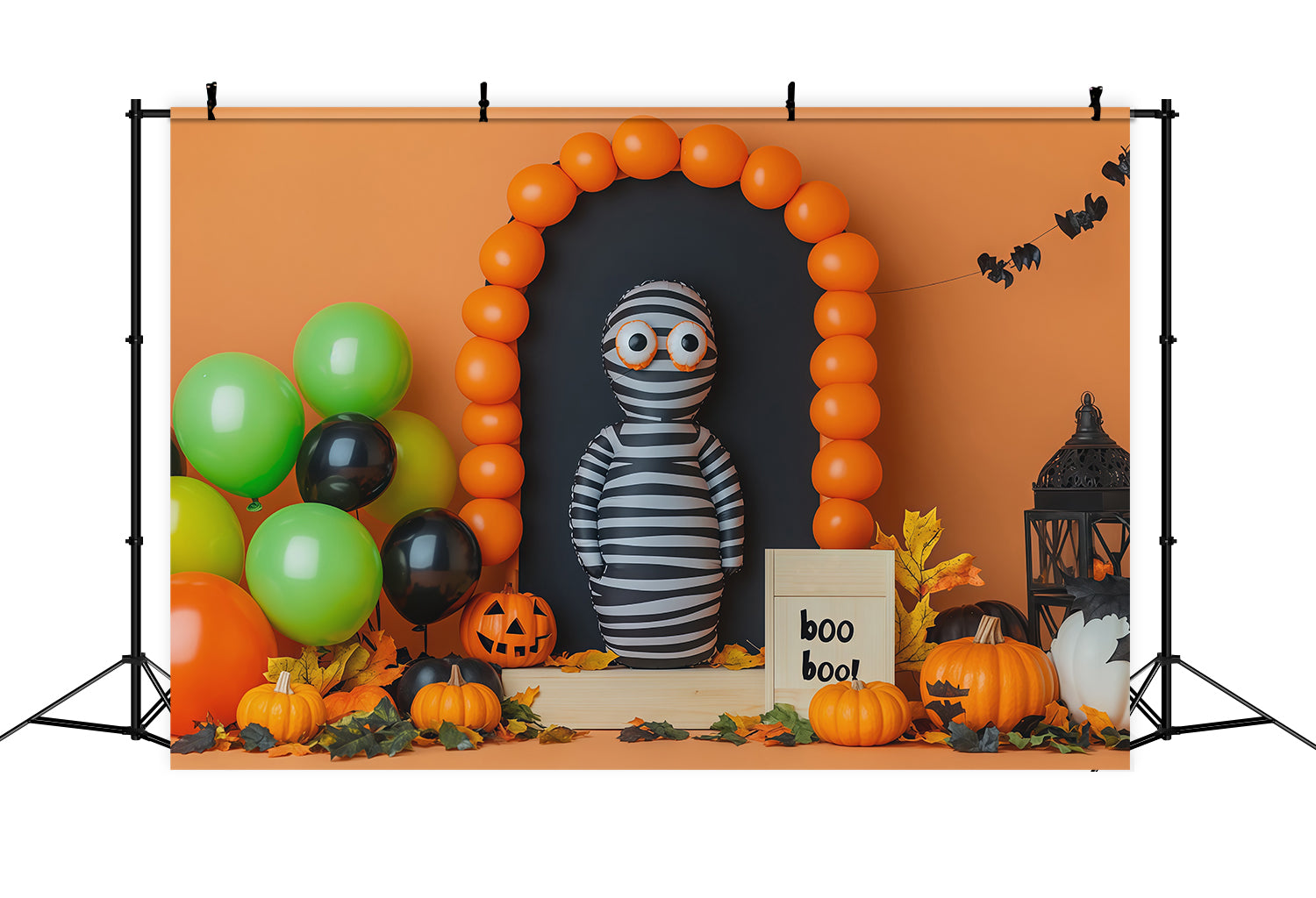 Halloween Balloon Backdrop Ideas Striped Mummy Arch Halloween Cardboard Backdrops RR67-182
