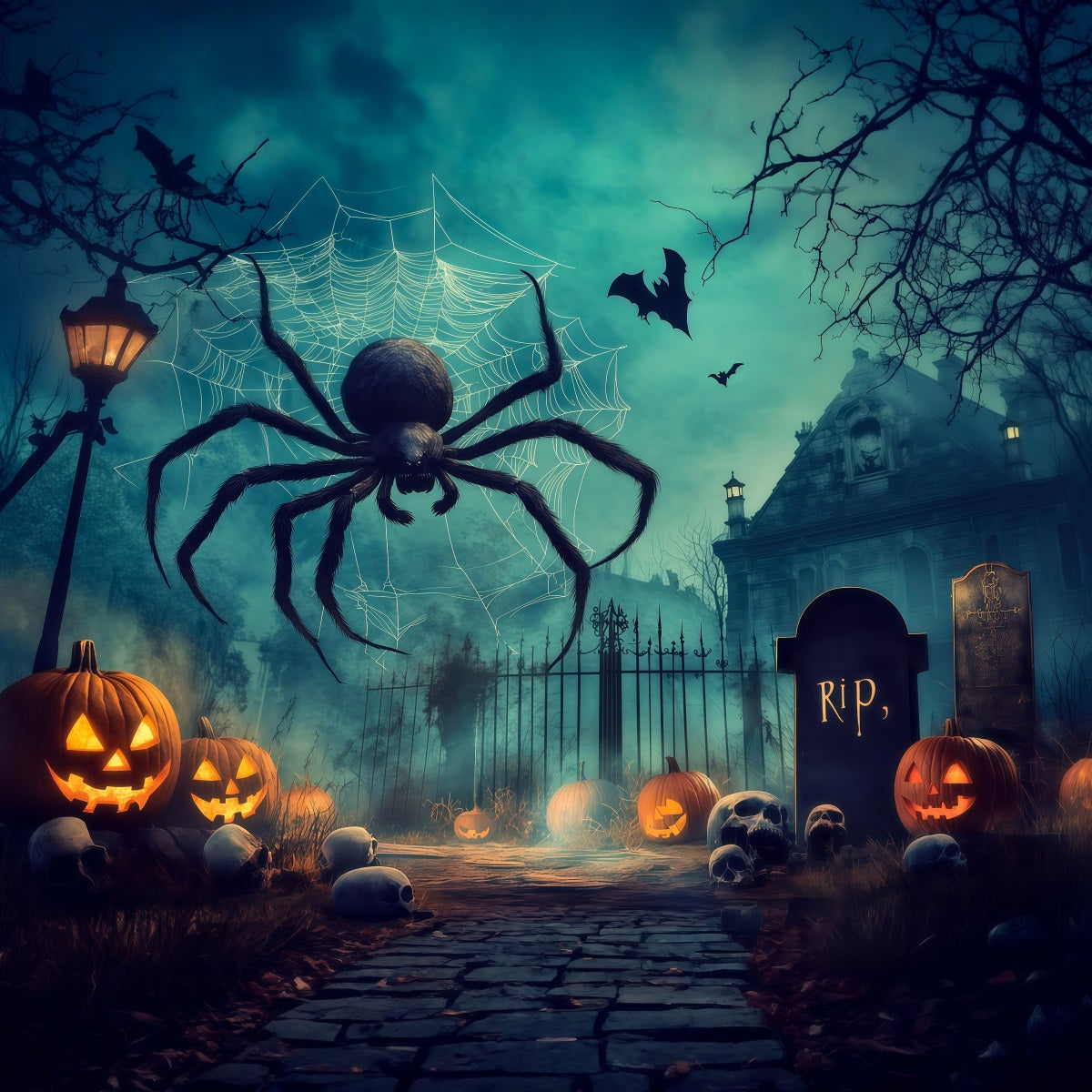 Spider Backdrops Pumpkin Graveyard Manor Backdrops For Magicians RR67-184