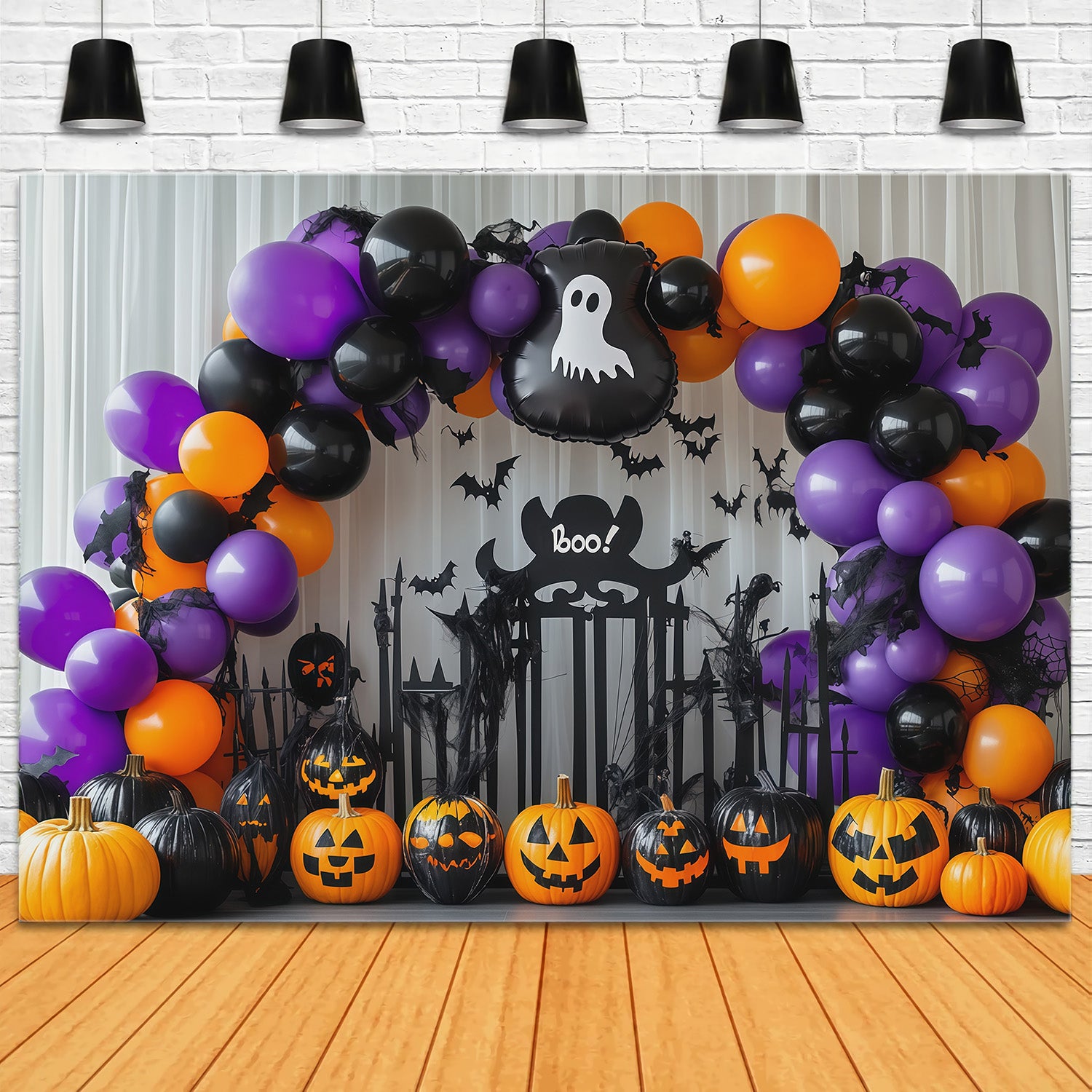 Halloween Balloon Photo Backdrop Ghost Pumpkin Arch Halloween Backdrop Outdoor RR67-185