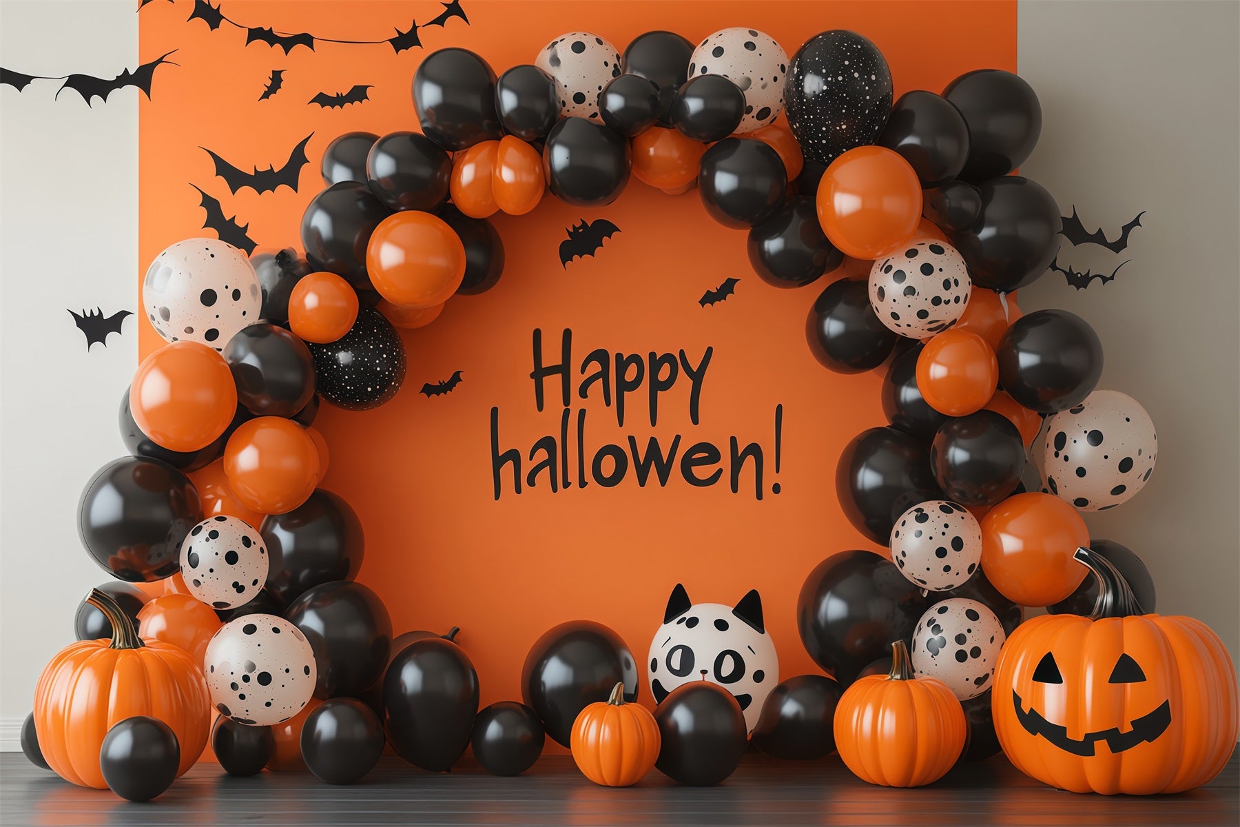 Halloween Backdrop Balloons Black Orange Decoration Diy Halloween Backdrop Ideas RR67-189