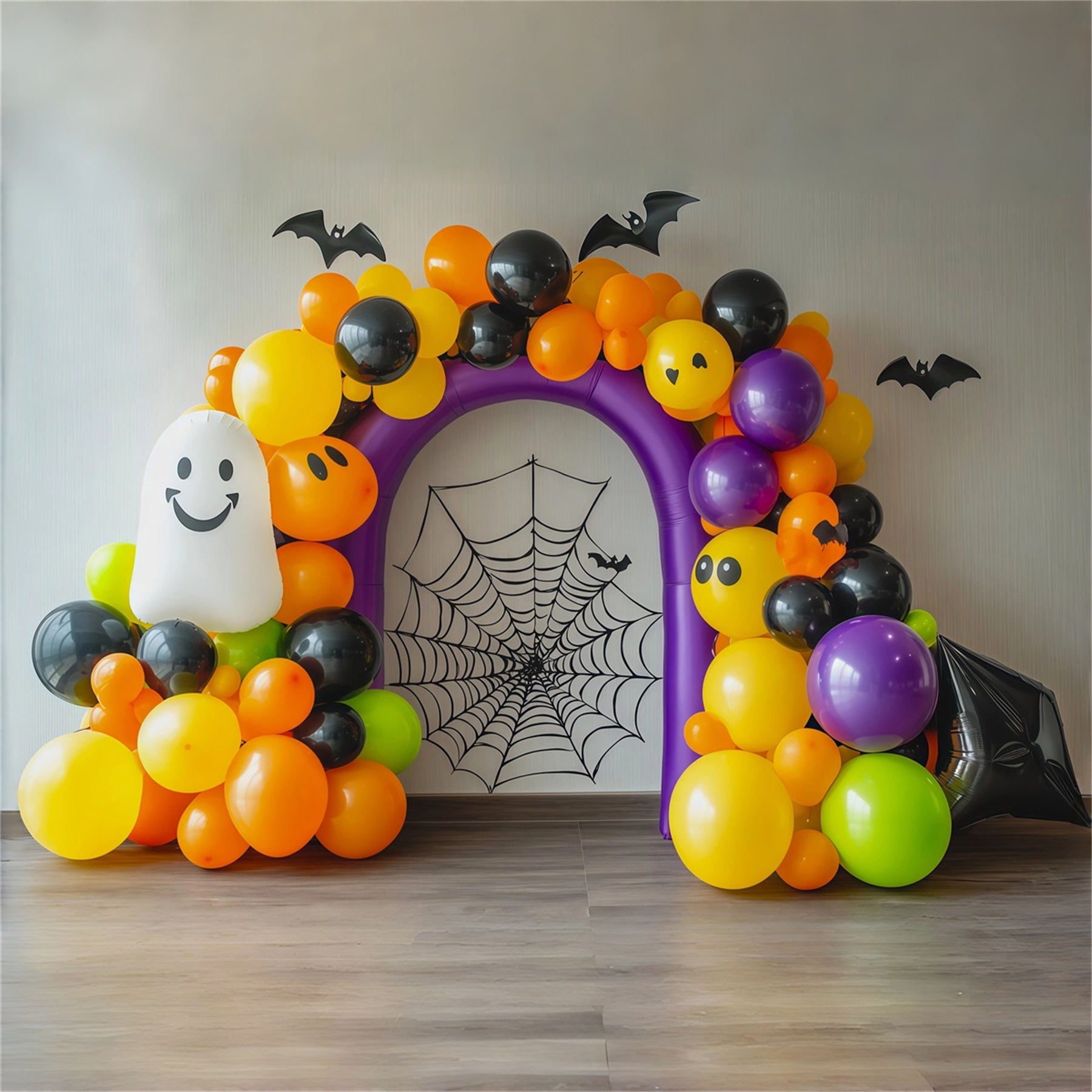 Halloween Balloon Backdrops Colorful Ghost Spiderweb Arch Magic Show Backdrop RR67-191