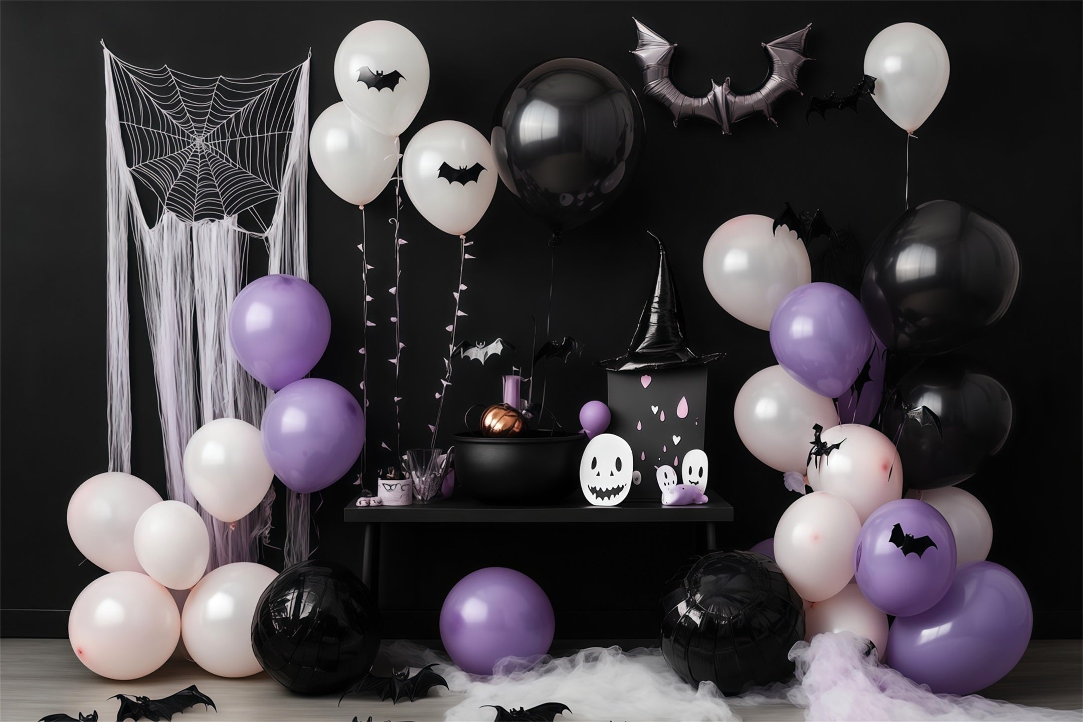 Halloween Balloon Arch Backdrop Witch Cauldron Party Halloween Baby Shower Backdrop RR67-198