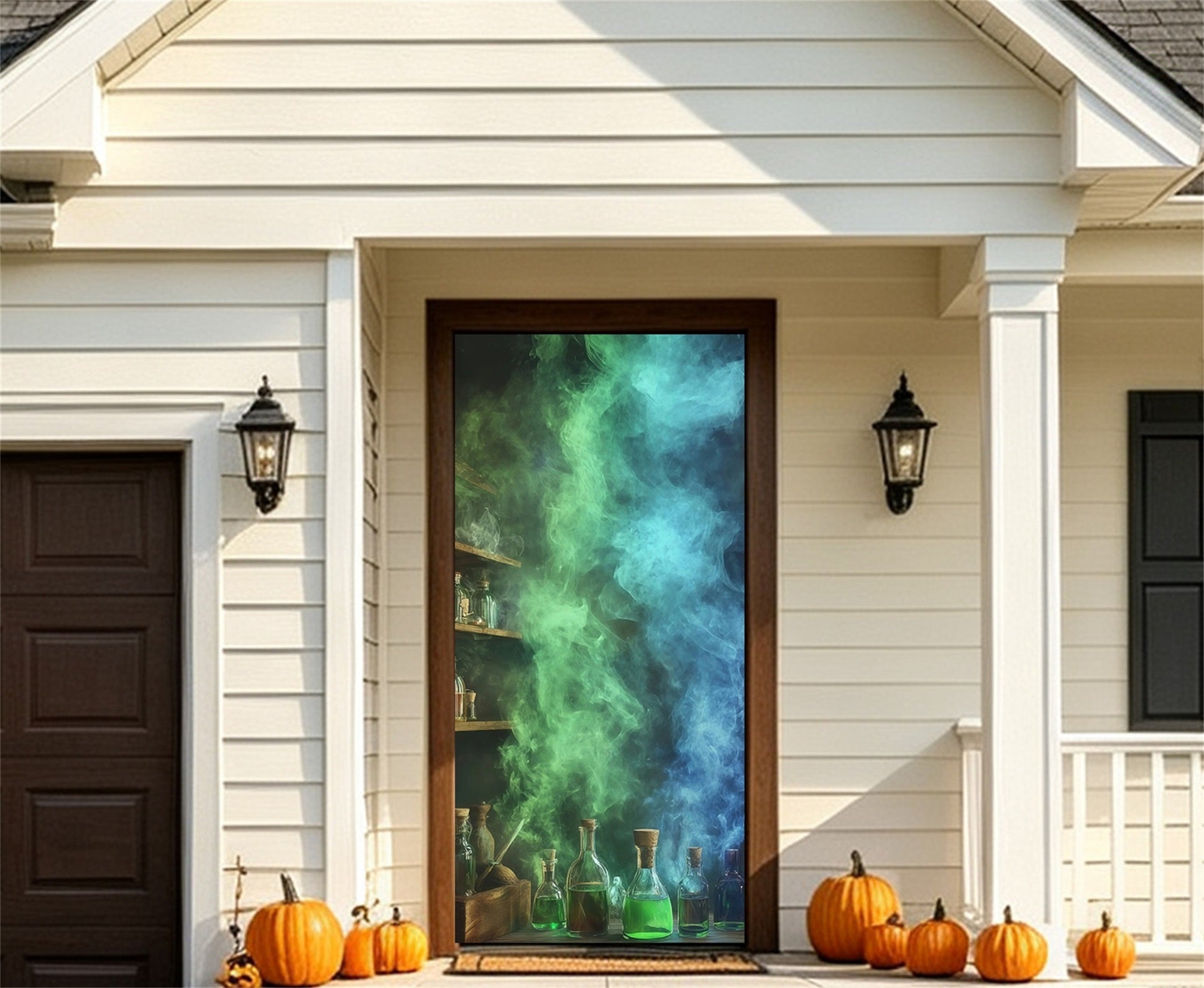 Potion Bottle Door Glowing Smoke Laboratory Halloween Bedroom Door Tapestry RR67-208