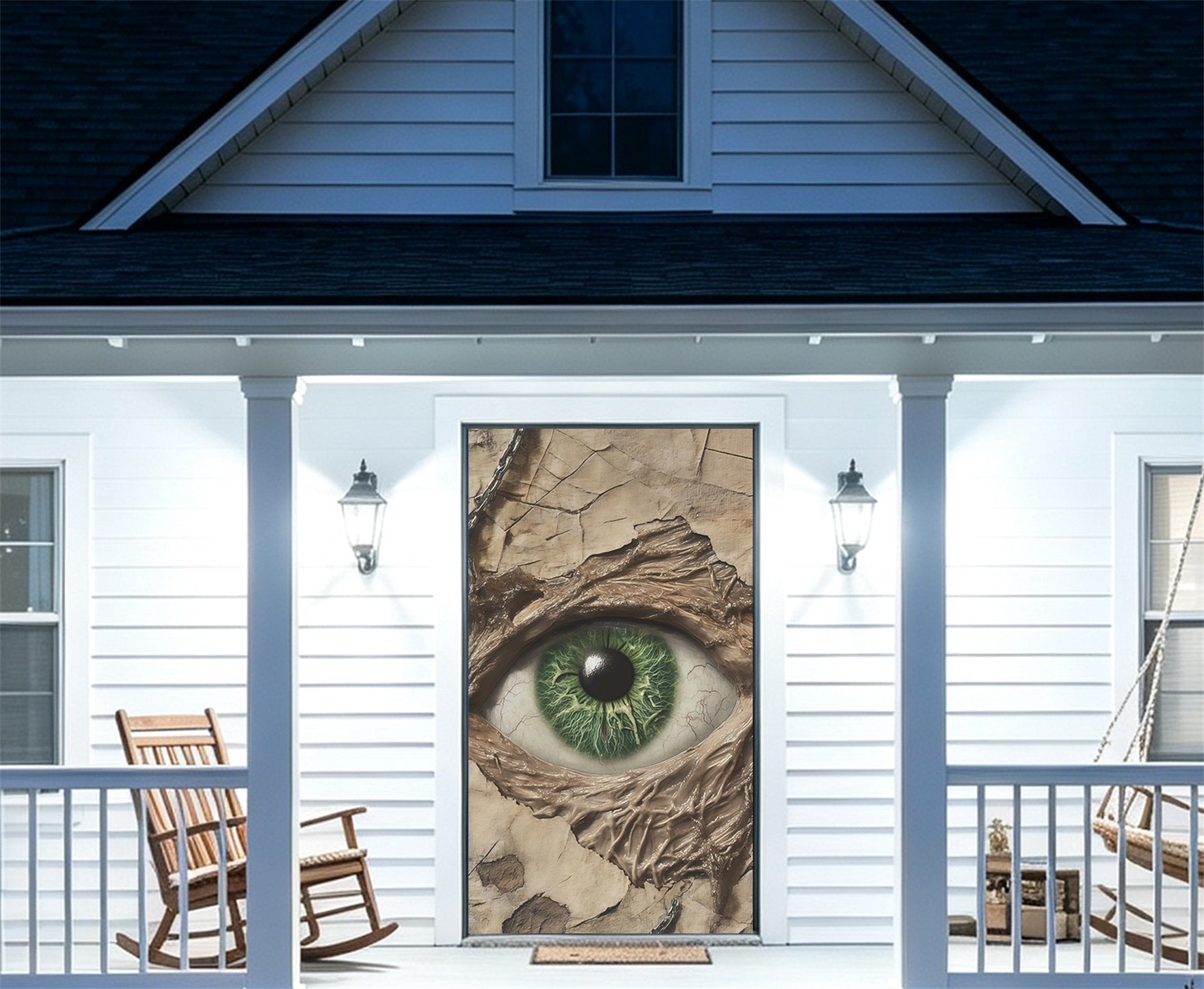 Magic Spellbook Door Creeping Flesh Wall Eyeball Halloween Bedroom Door Curtain RR67-209