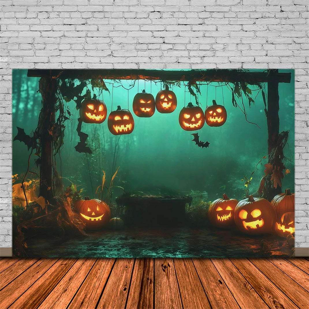 Scary Halloween Backdrop Ideas Hanging Pumpkin Forest Arch Halloween Photoshoot Backdrop RR67-28