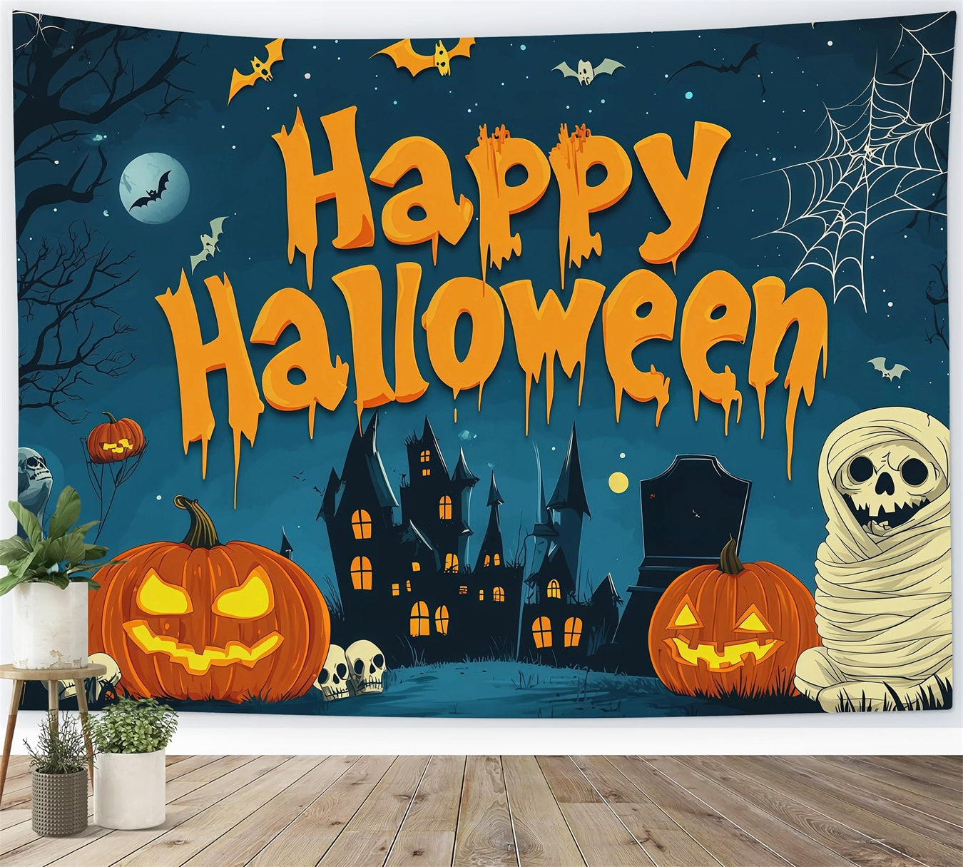 Halloween Party Backdrop Ideas Mummy Pumpkin Haunted Castle Halloween Scary Backdrops RR67-38