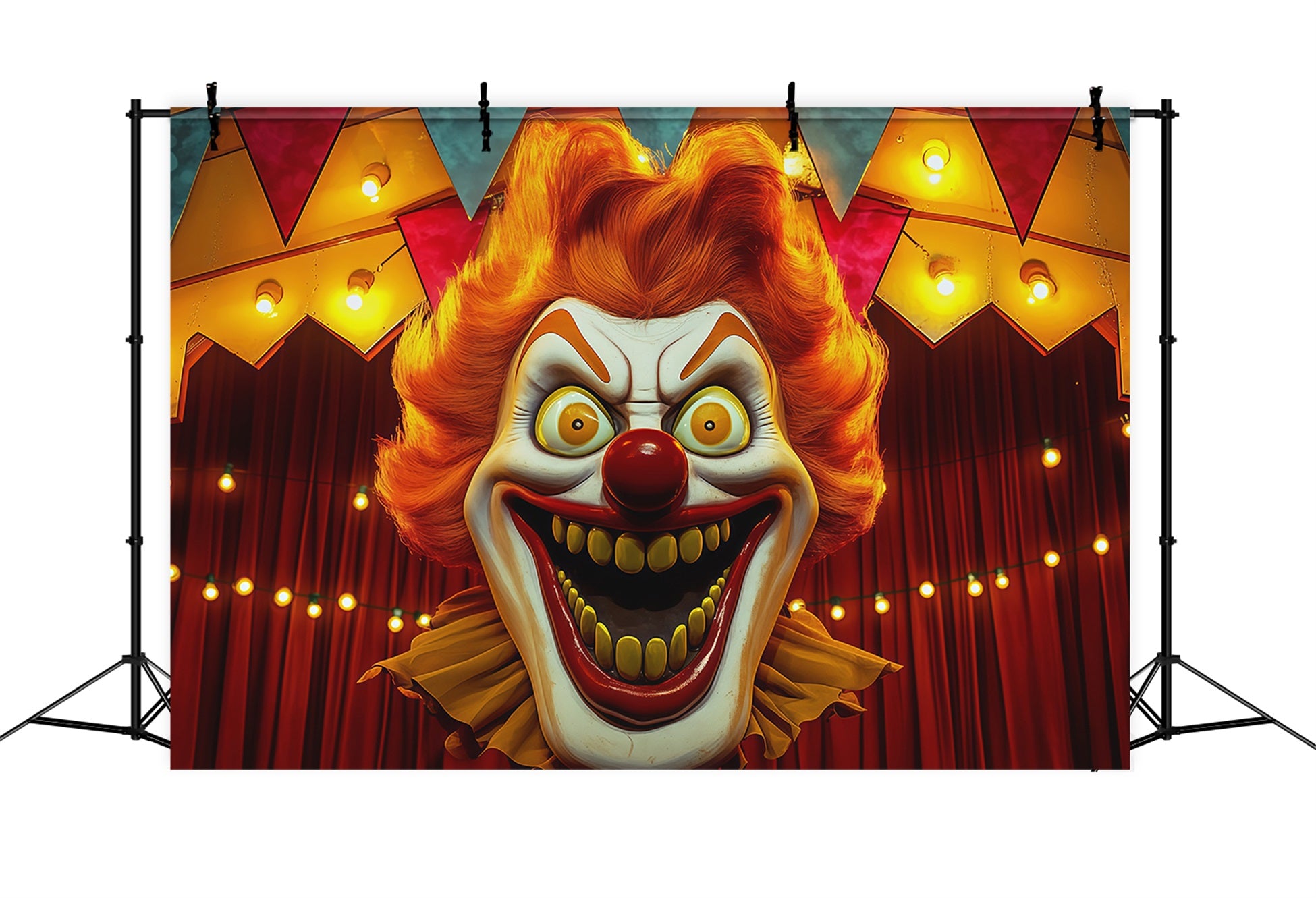 Halloween Backdrops For Pictures Creepy Clown Circus Stage Halloween Circus Backdrop RR67-39