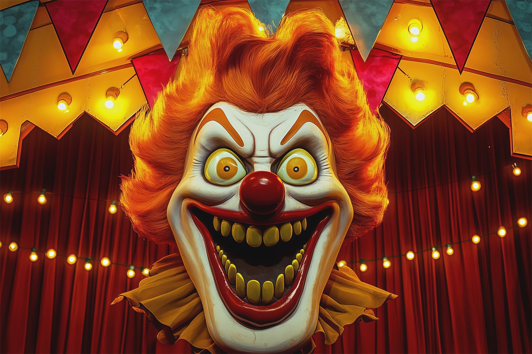 Halloween Backdrops For Pictures Creepy Clown Circus Stage Halloween Circus Backdrop RR67-39