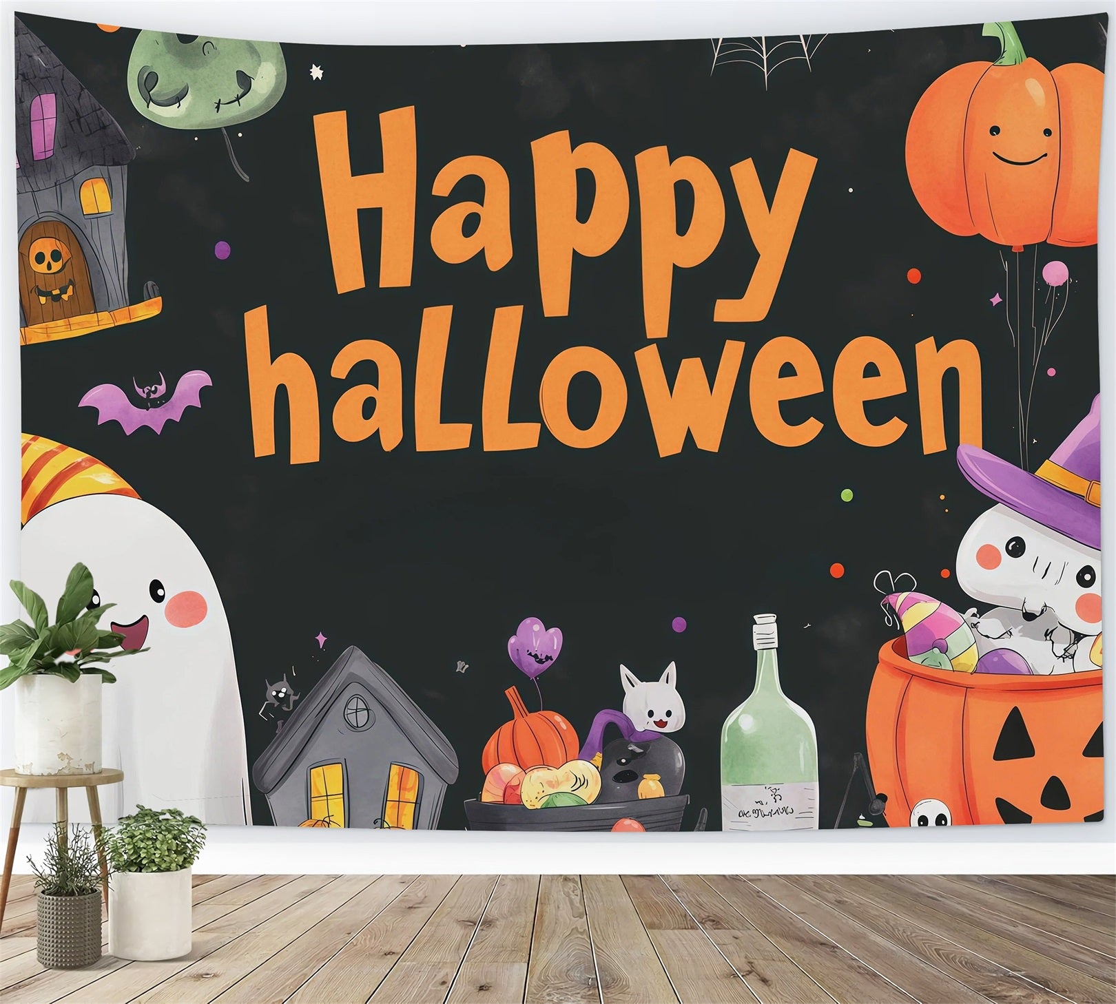 Cute Halloween Backdrops Cute Ghost Pumpkin Party Halloween Backdrops Scene Setters RR67-56