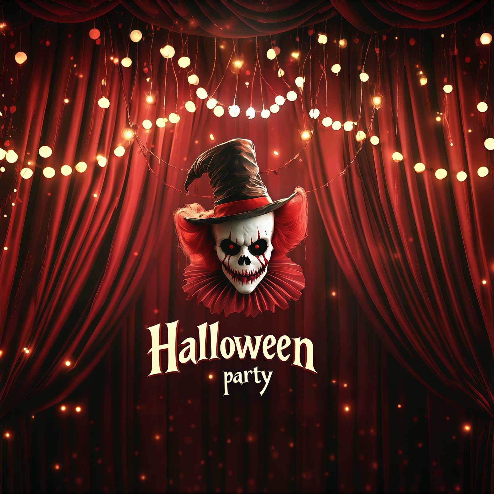 Halloween Party Backdrops Clown Skull Red Curtain Halloween Photo Booth Backdrop RR67-57