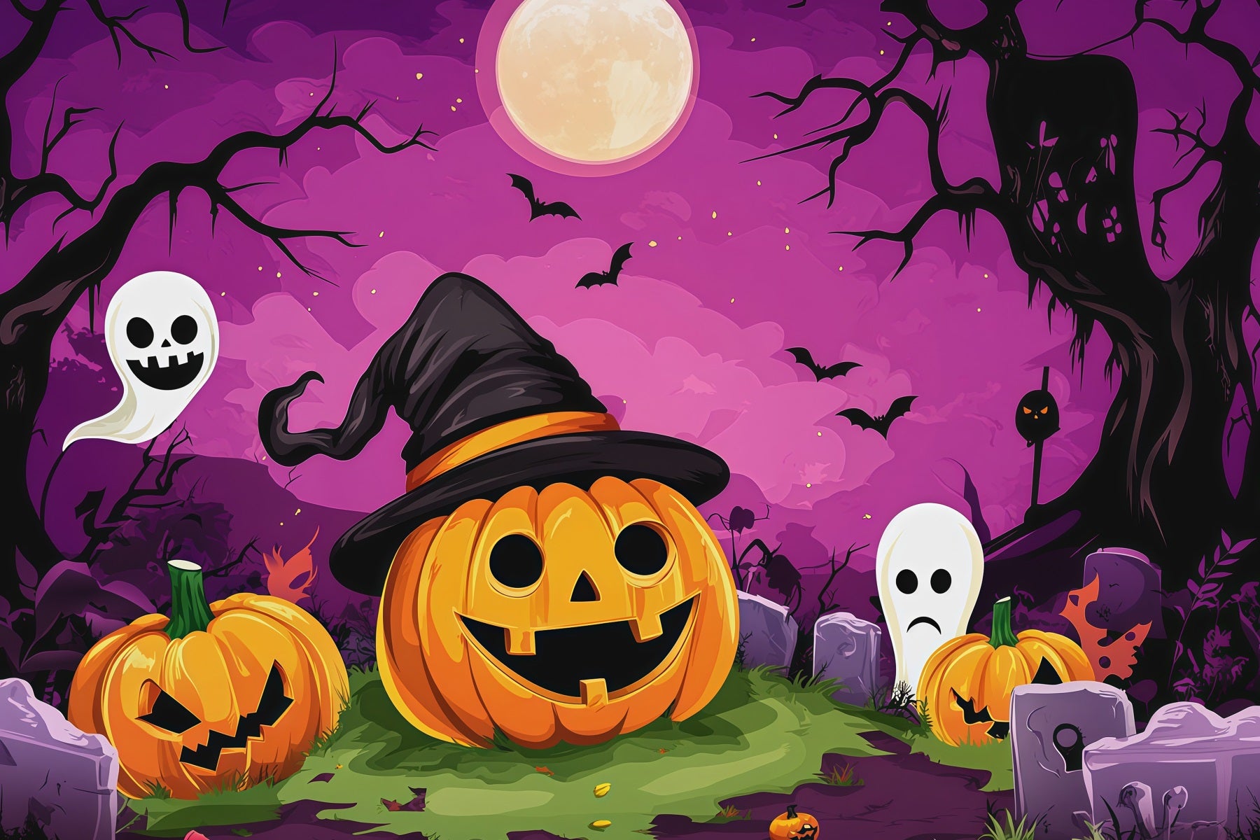 Halloween Cardboard Backdrops Cartoon Pumpkin Ghost Graveyard Halloween Photography Backdrop RR67-69