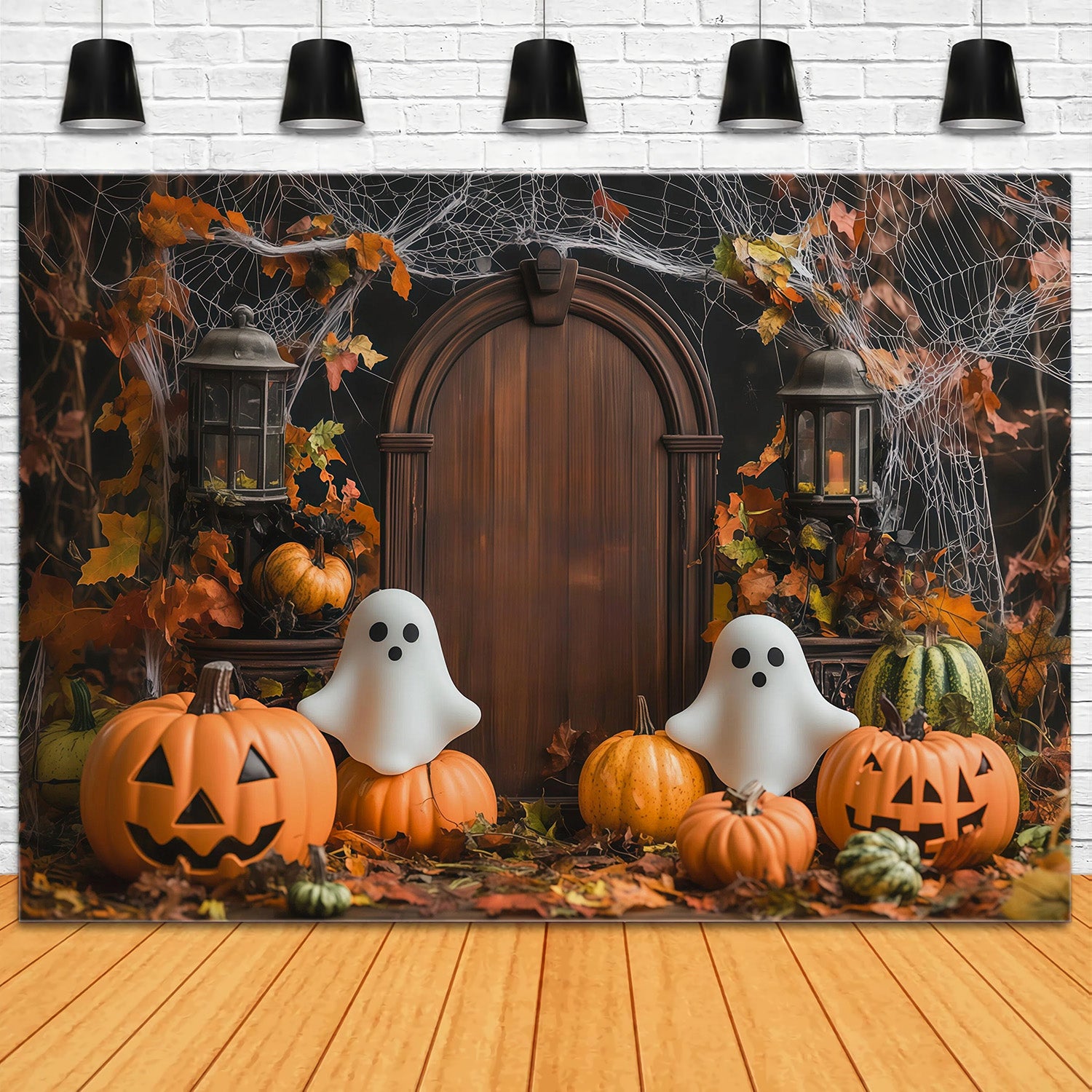 Halloween Backdrop Photo Booth Autumn Ghost Pumpkin Door Backdrops Halloween RR67-84