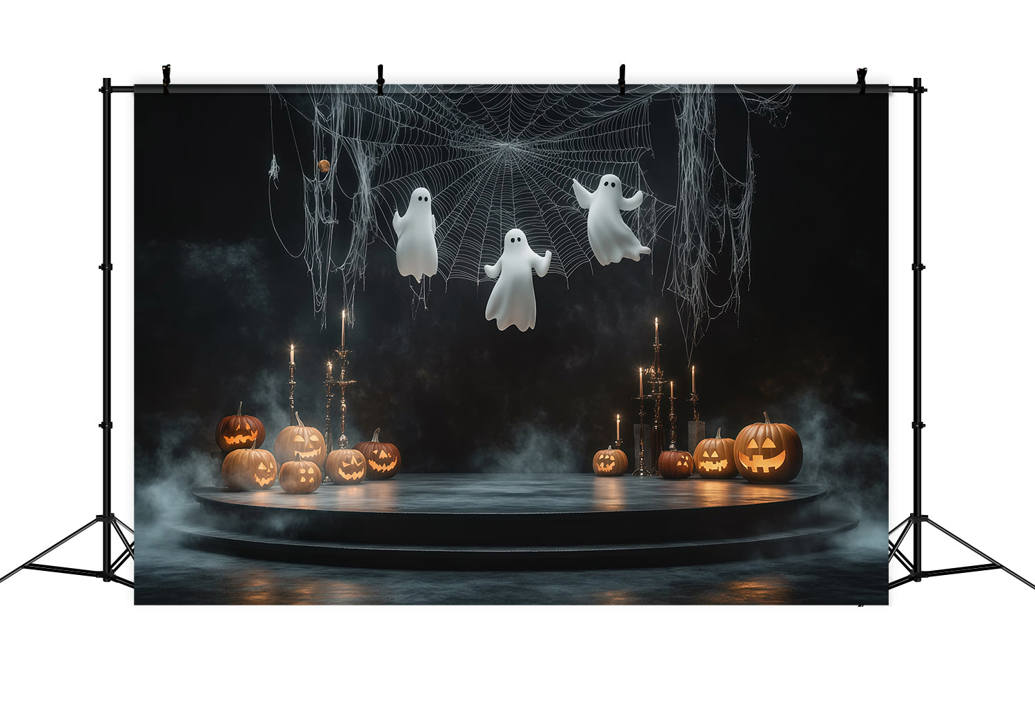 Halloween Stage Backdrop Hanging Ghost Web Pumpkin Halloween Photography Backdrops RR67-85