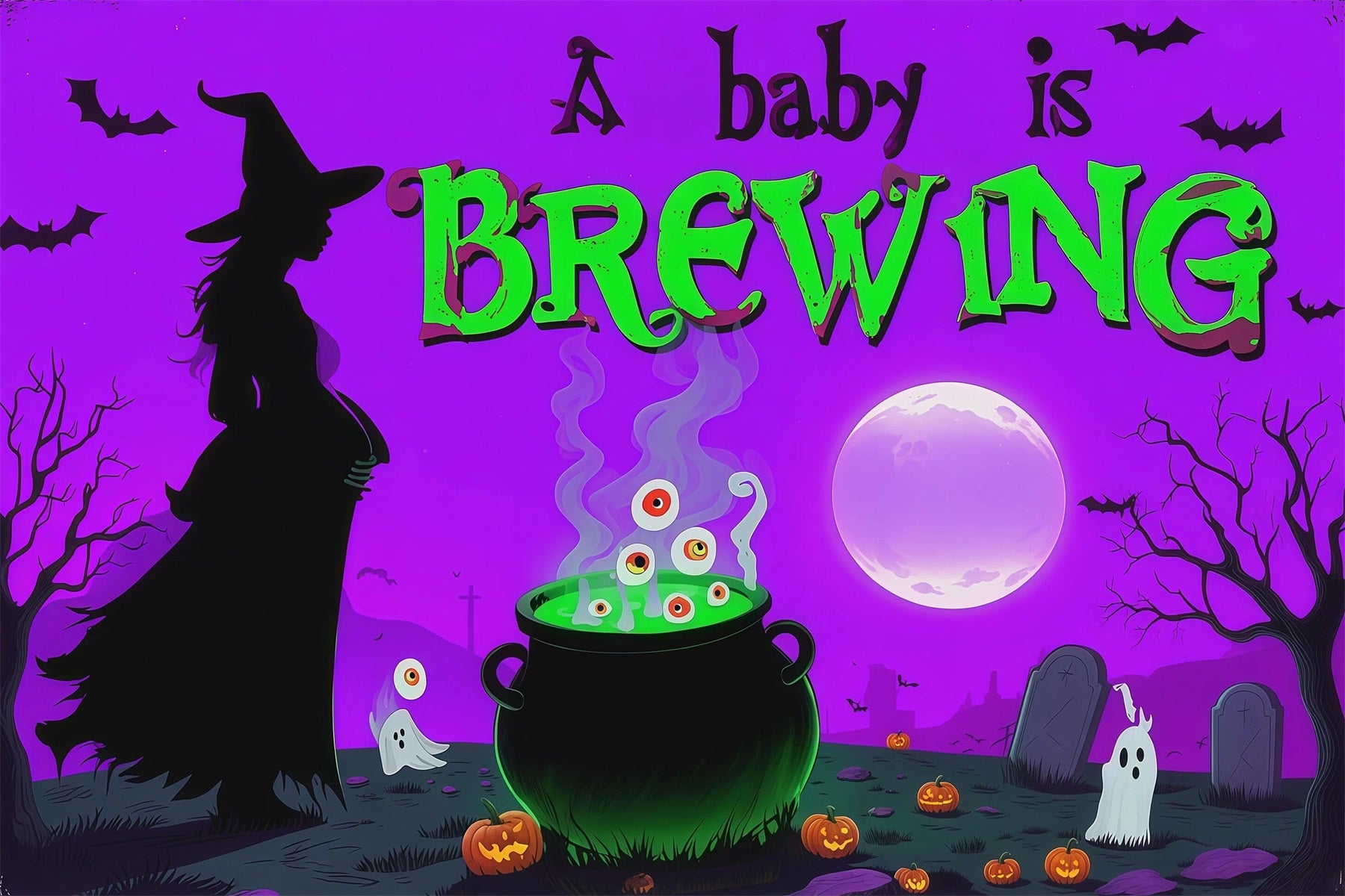 Halloween Baby Shower Backdrop Witch Cauldron Baby Brewing Photography Halloween Backdrop RR67-86