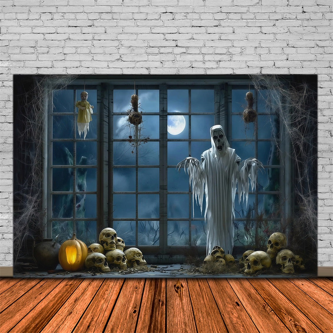 Halloween Backdrop Photography Ghost Window Skull Display Halloween Scary Backdrop RR67-92