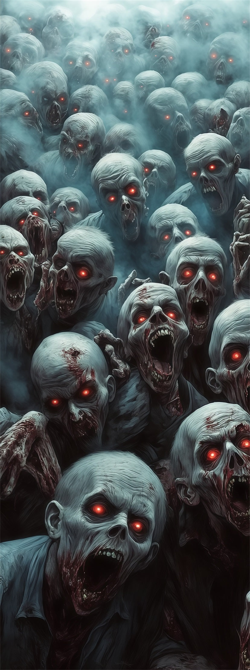 Zombie Outbreak Door Moonlit Red Eyed Horde Halloween Front Door Decor RR68-2