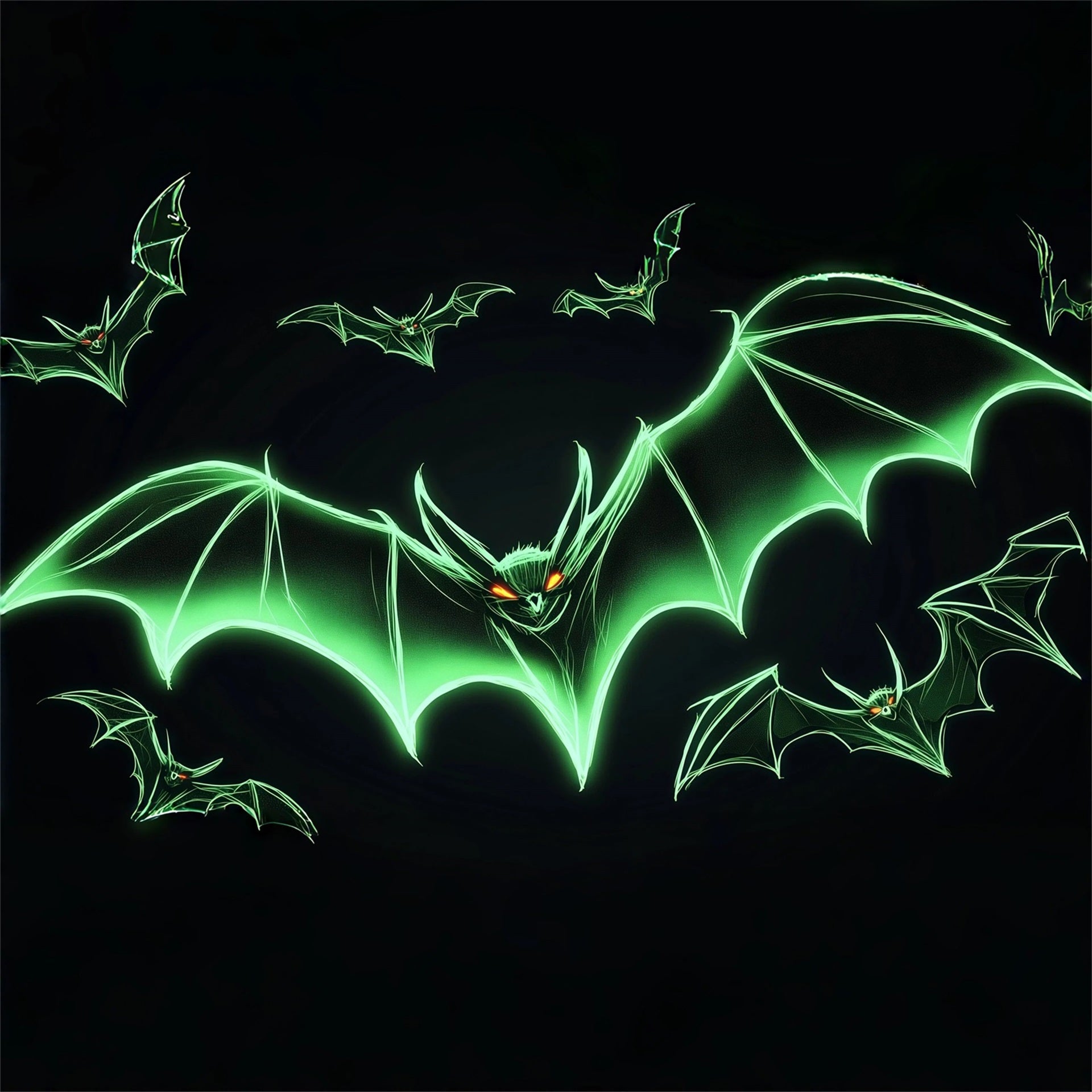 Bat Halloween Garage Door Cover Neon Green Flying Bats Halloween Outdoor Garage Decorations RR68-28-1 car