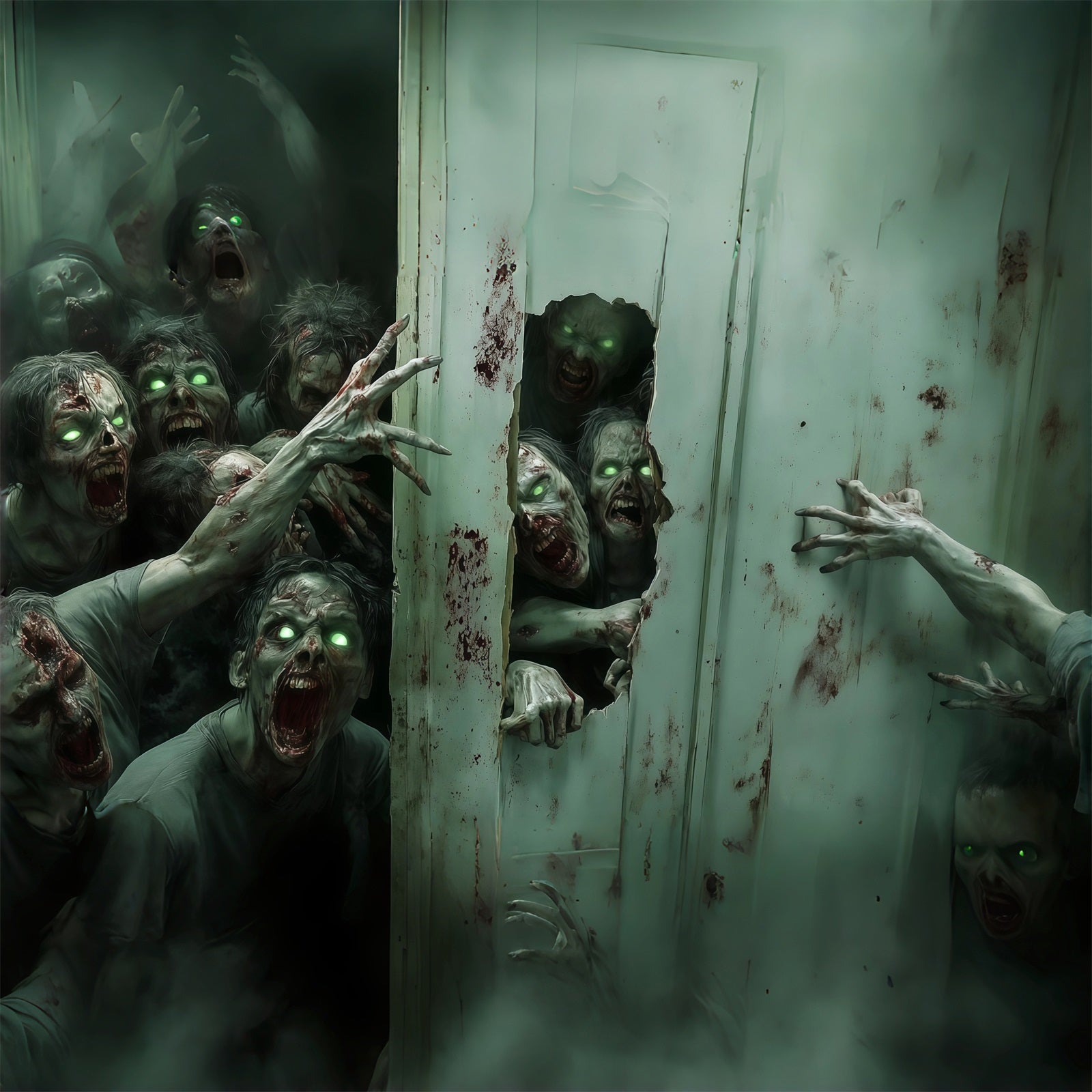 Zombie Halloween Garage Door Decor Glowing Eyed Zombie Horde Halloween House Garage Decorations RR68-29-1 car