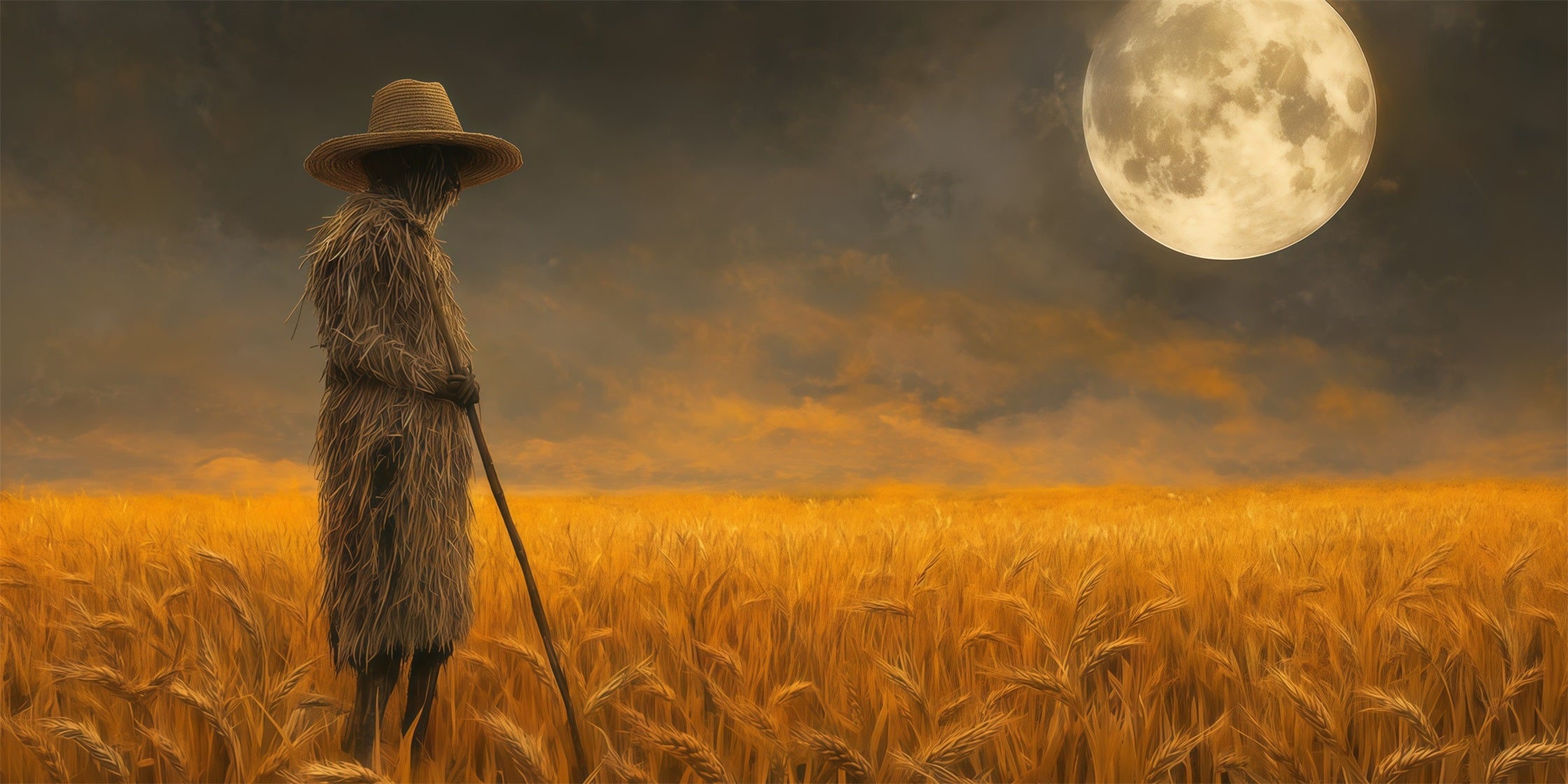 Scarecrow Halloween Garage Door Cover Moonlit Wheat Field Halloween Party Garage Door Cover RR68-31-2 car