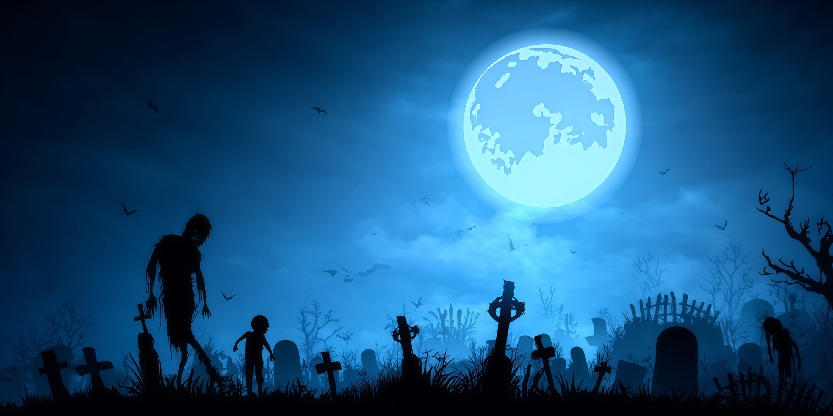Moonlight Halloween Garage Door Cover Zombie Graveyard Silhouette Halloween Home Exterior Decorations RR68-33-2 car