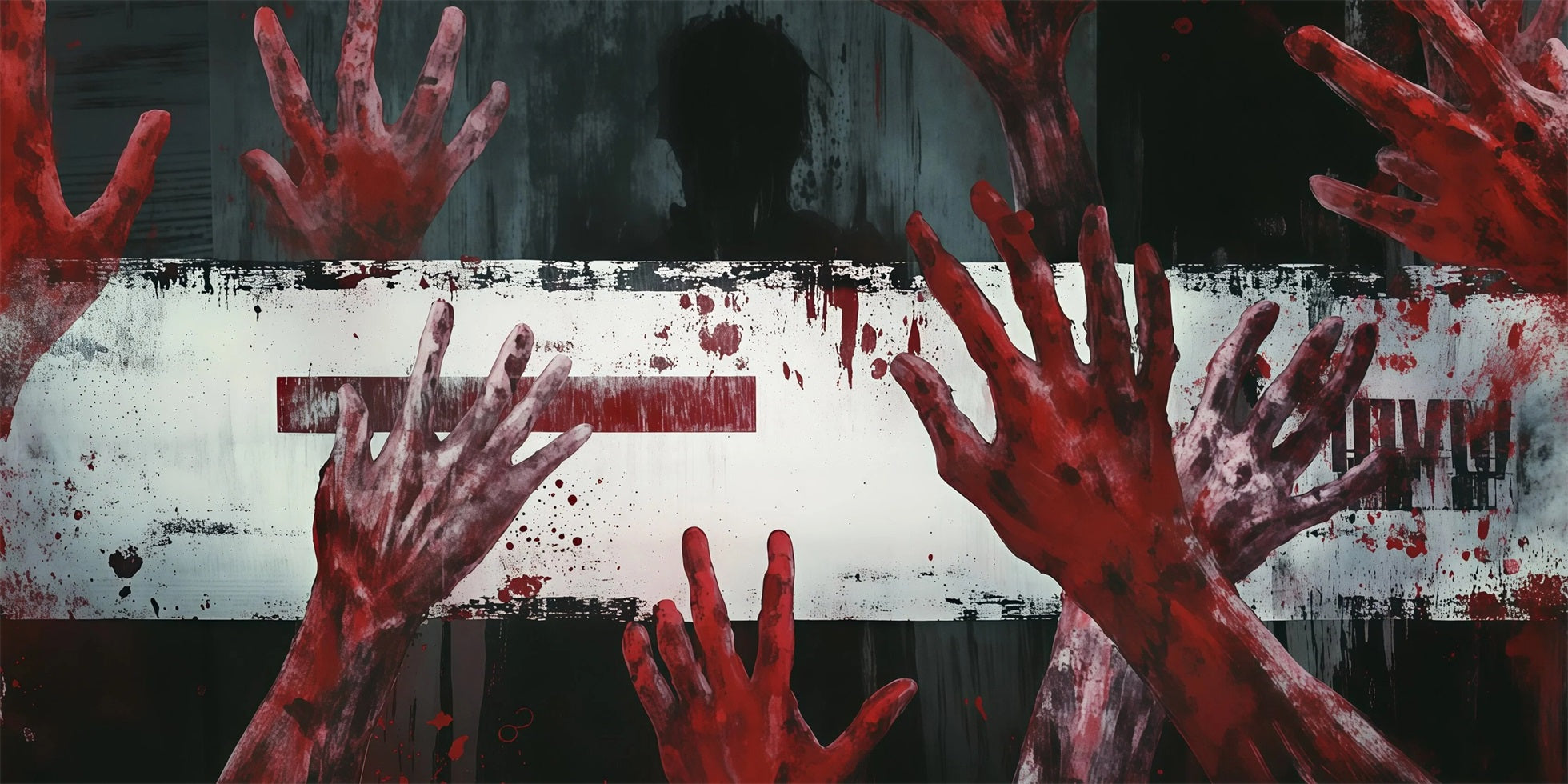 Scary Halloween Garage Door Cover Bloody Hands Shadow Figure Halloween Haunted House Garage Decor RR68-35-2 car