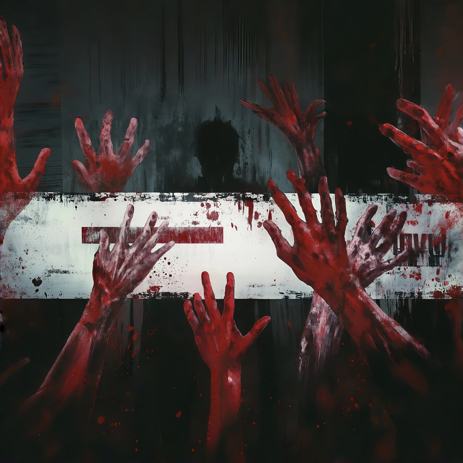 Scary Halloween Garage Door Cover Bloody Hands Shadow Figure Halloween Haunted House Garage Decor RR68-35-1 car