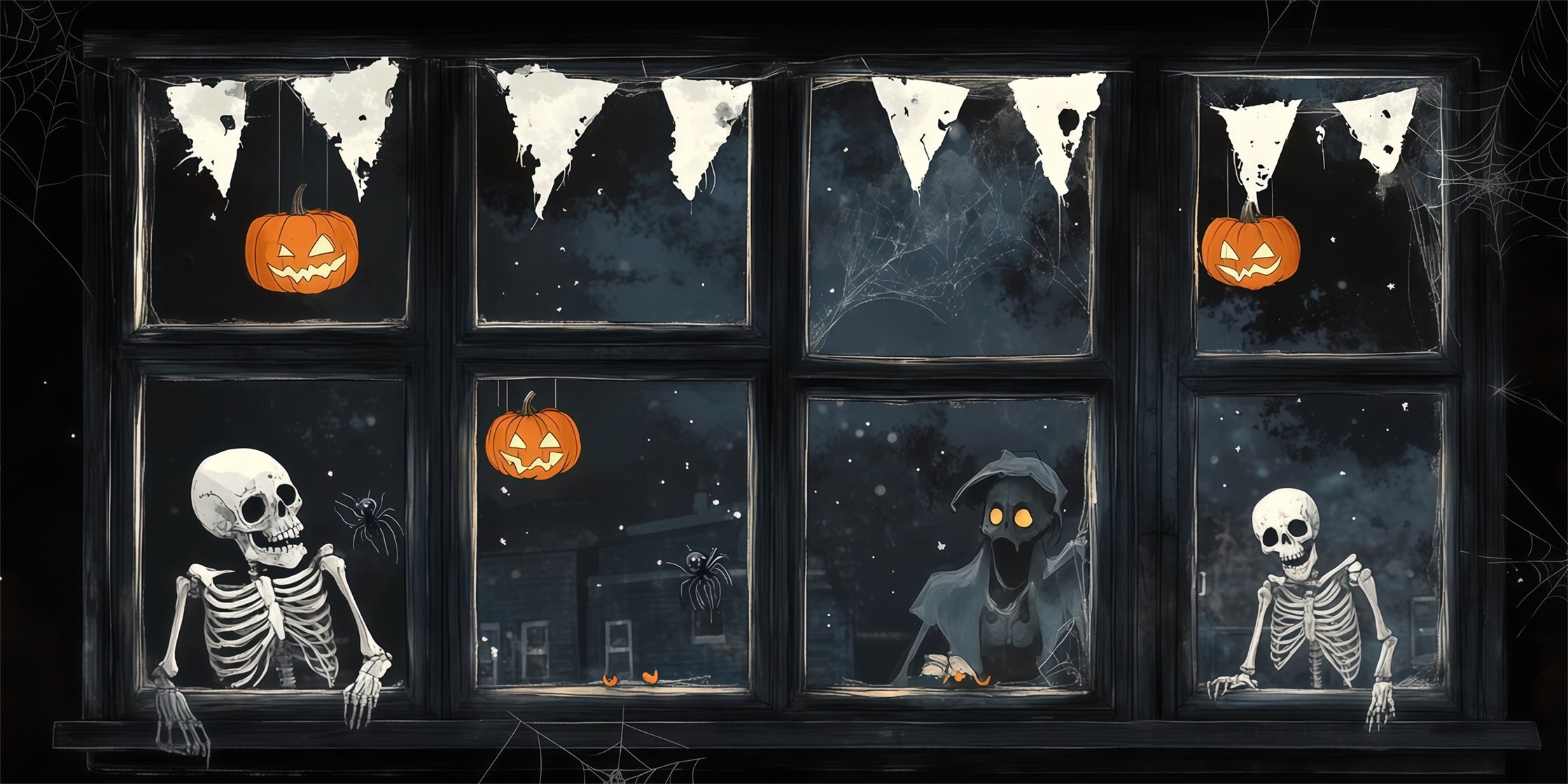 Creepy Halloween Garage Door Decor Skeleton Ghost Pumpkin Window Halloween Porch Garage Door Decor RR68-37-2 car
