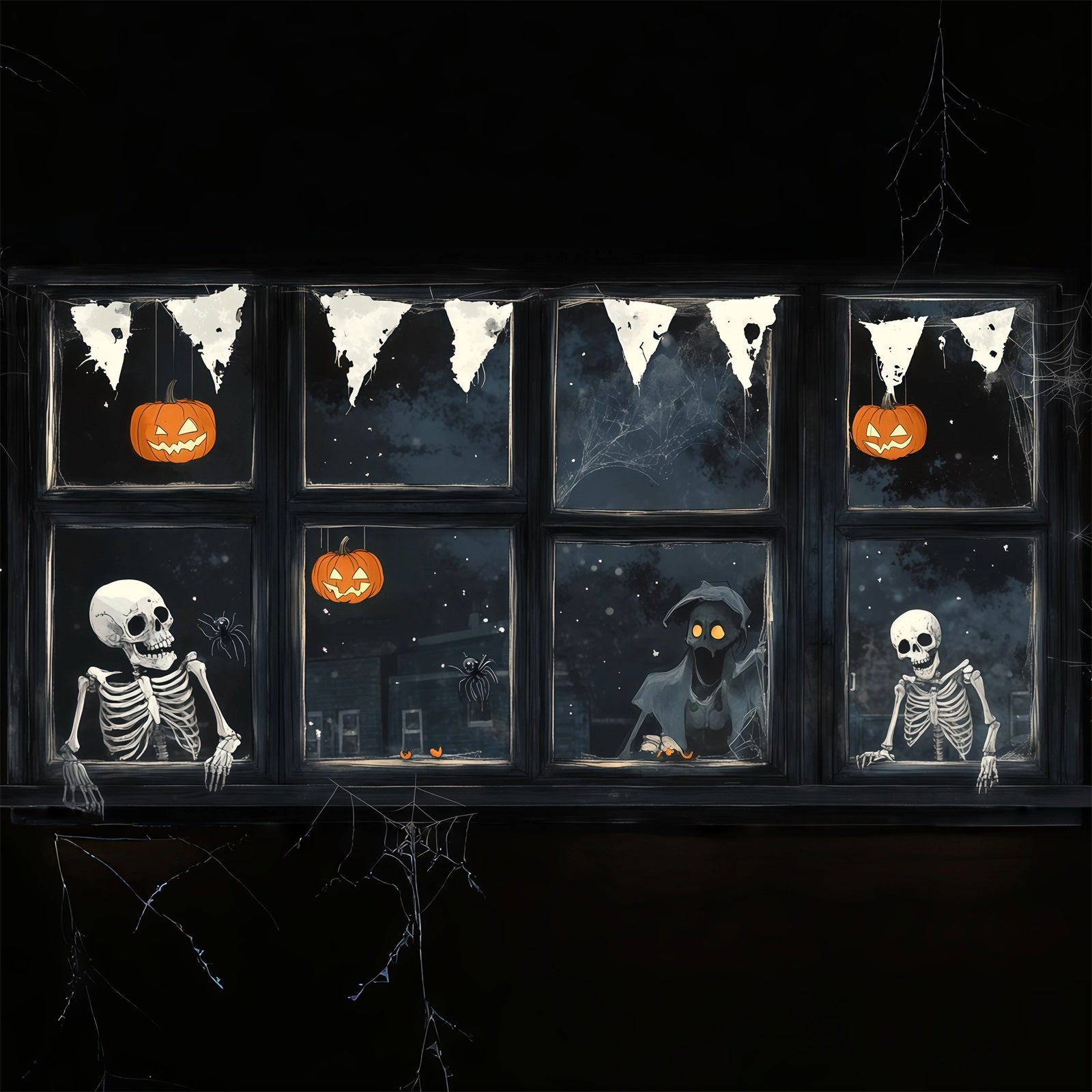Creepy Halloween Garage Door Decor Skeleton Ghost Pumpkin Window Halloween Porch Garage Door Decor RR68-37-1 car
