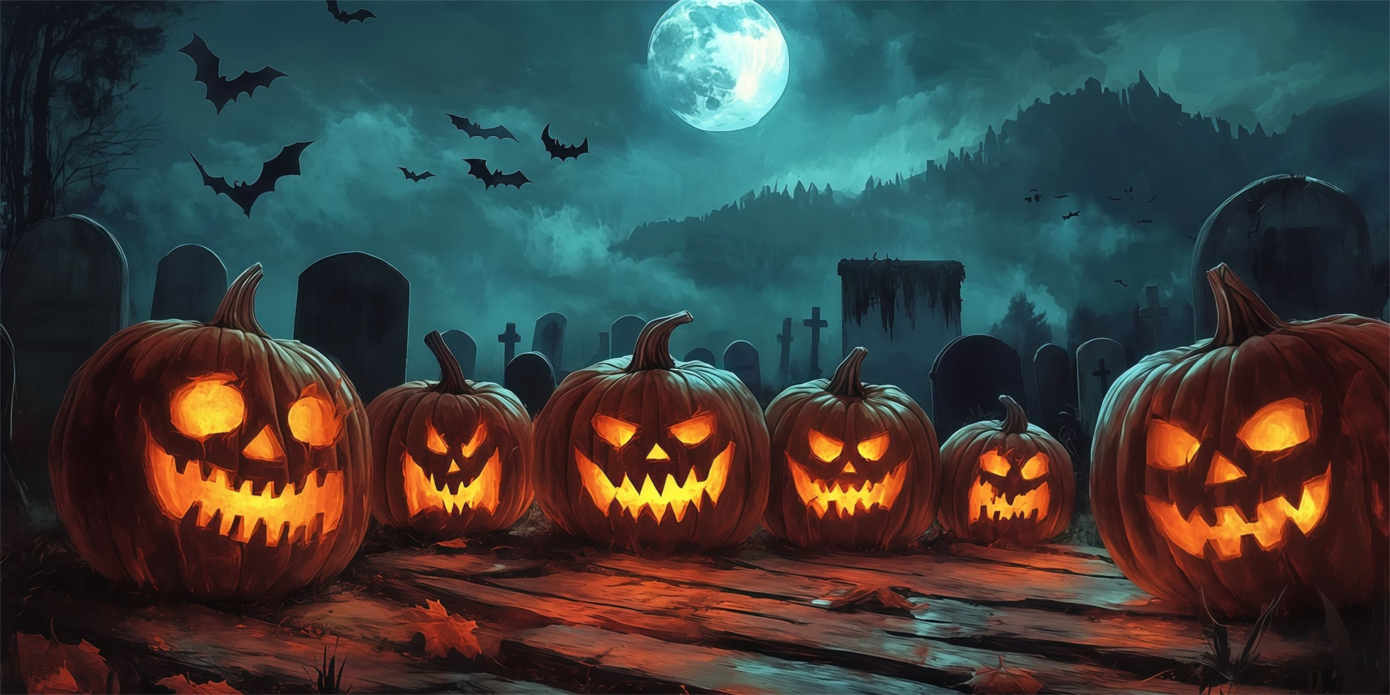 Scary Halloween Garage Door Cover Moonlit Pumpkin Graveyard Gathering Halloween Garage Door Cover RR68-41-2 car