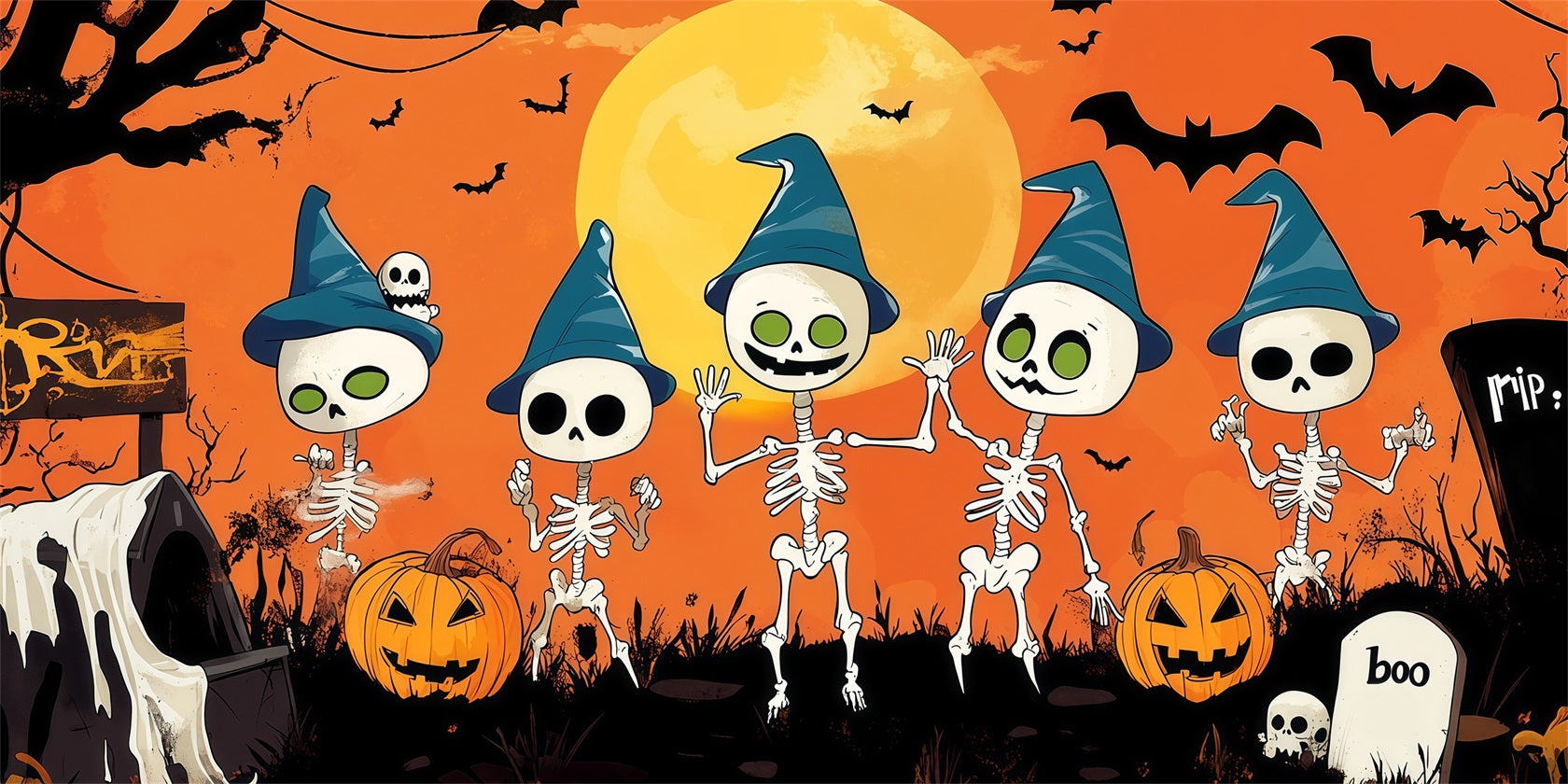 Funny Halloween Garage Door Cover Skeleton Witch Graveyard Party Halloween Garage Door Tapestry RR68-48-2 car