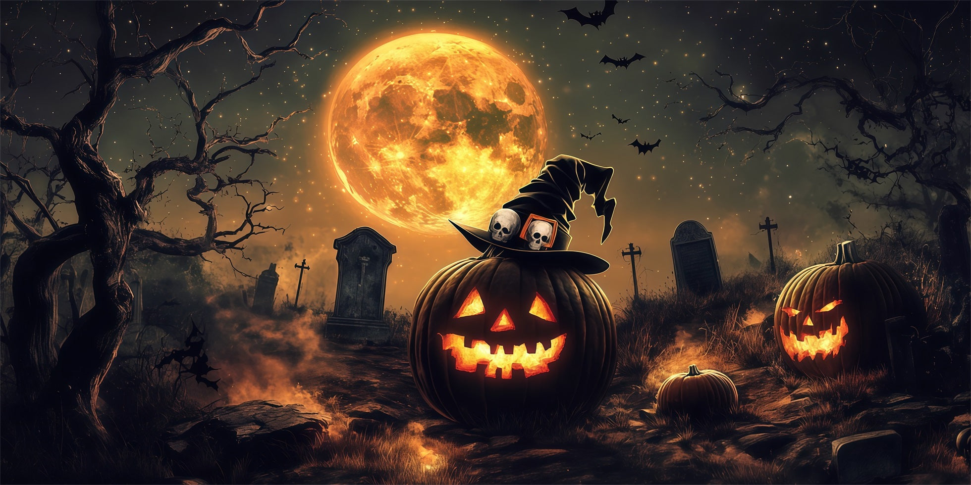 Pumpkin Halloween Garage Door Cover Witch Hat Pumpkin Graveyard Large Halloween Garage Door Cover RR68-51-2 car