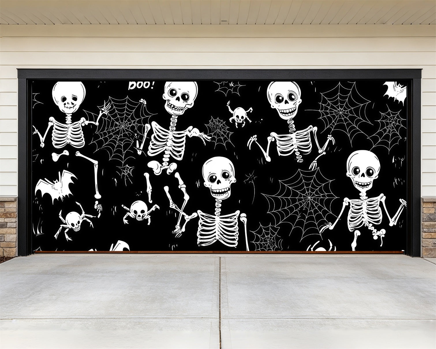 Skull Halloween Garage Door Decor Skeleton Spider Web Pattern Double Garage Door Halloween Cover RR68-54-2 car