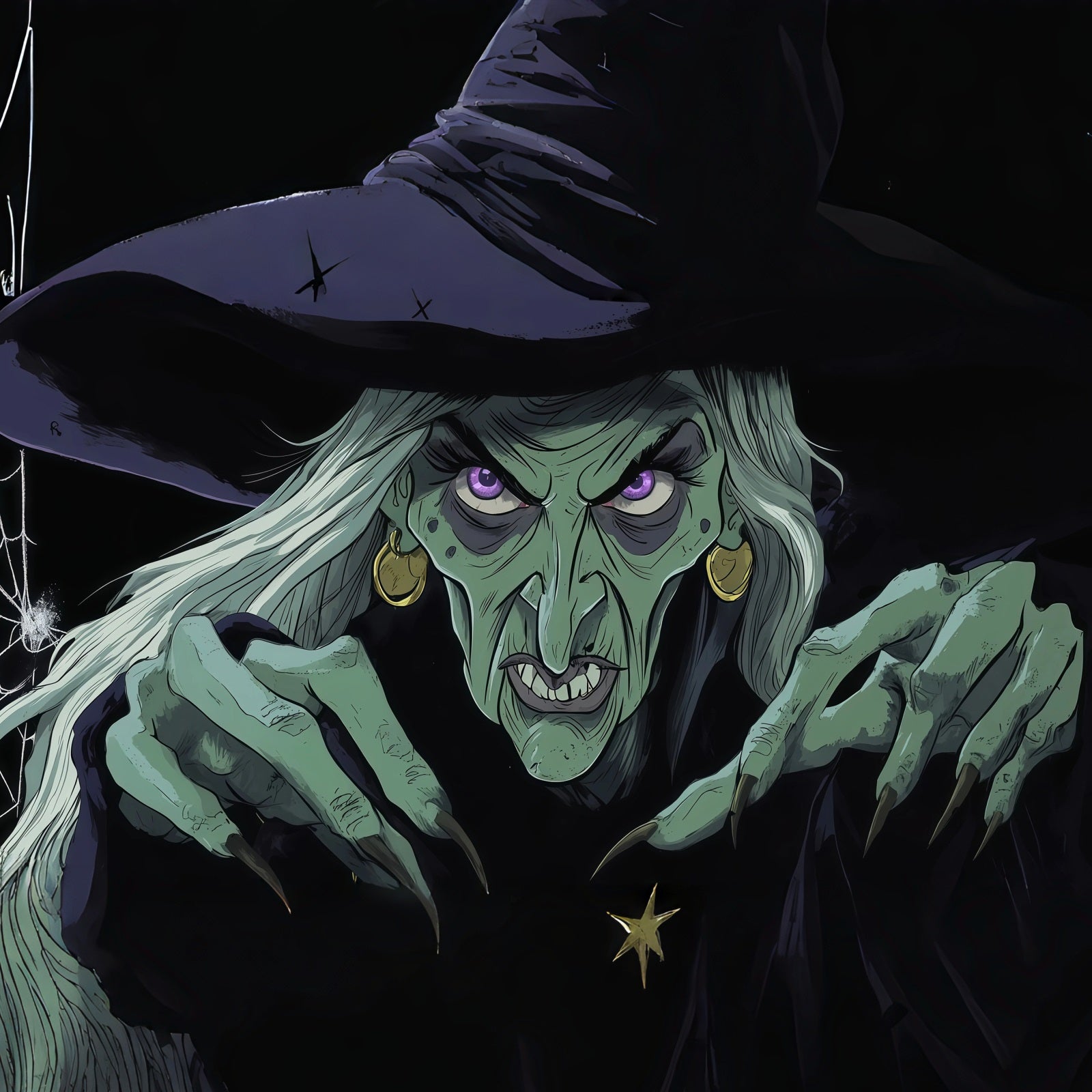 Witch Halloween Garage Door Cover Creepy Green Witch Portrait Two Car Garage Door Halloween Cover RR68-55-1 car