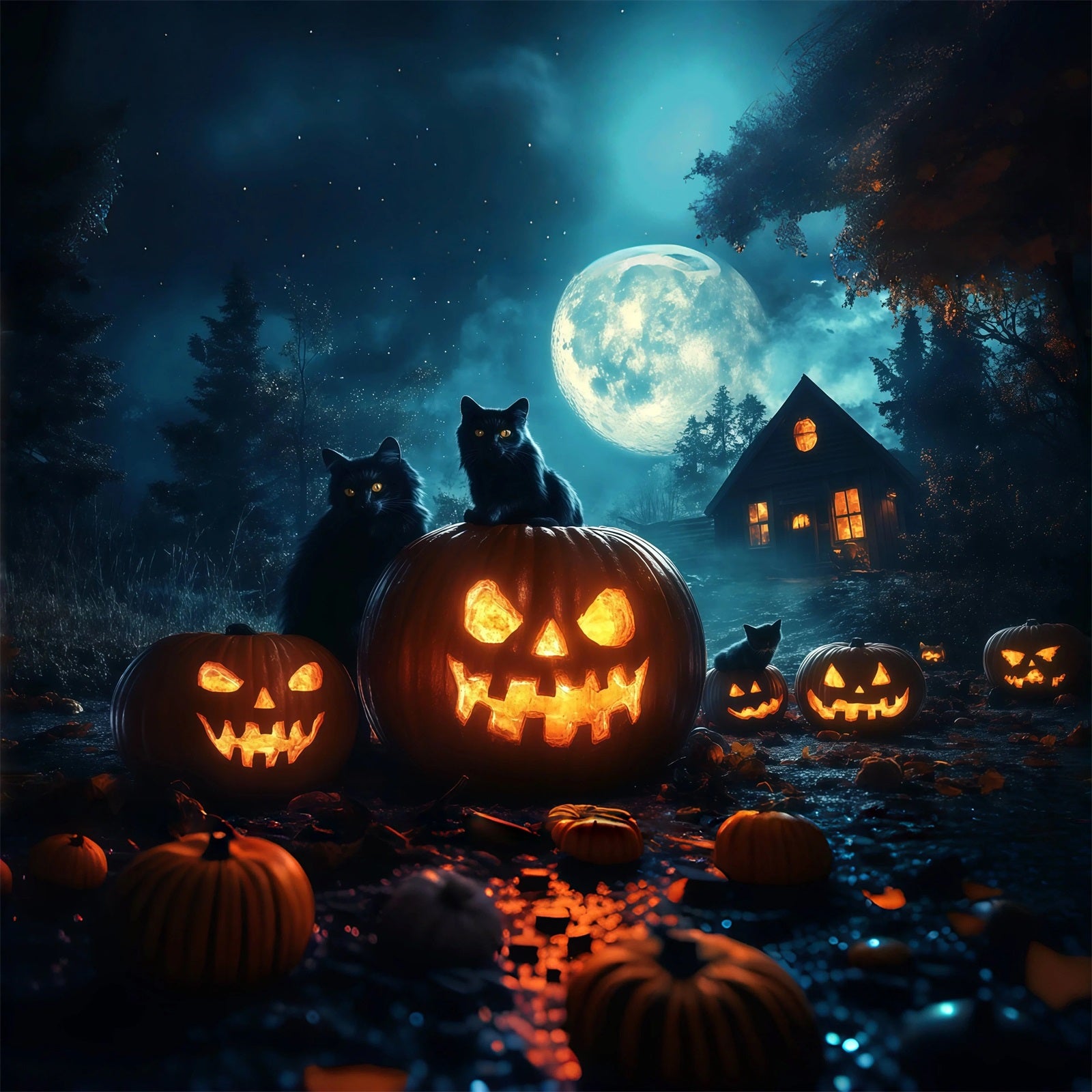 Black Cat Halloween Garage Door Cover Moonlit Jack O Lanterns Outdoor Halloween Garage Door Cover RR68-58-1 car