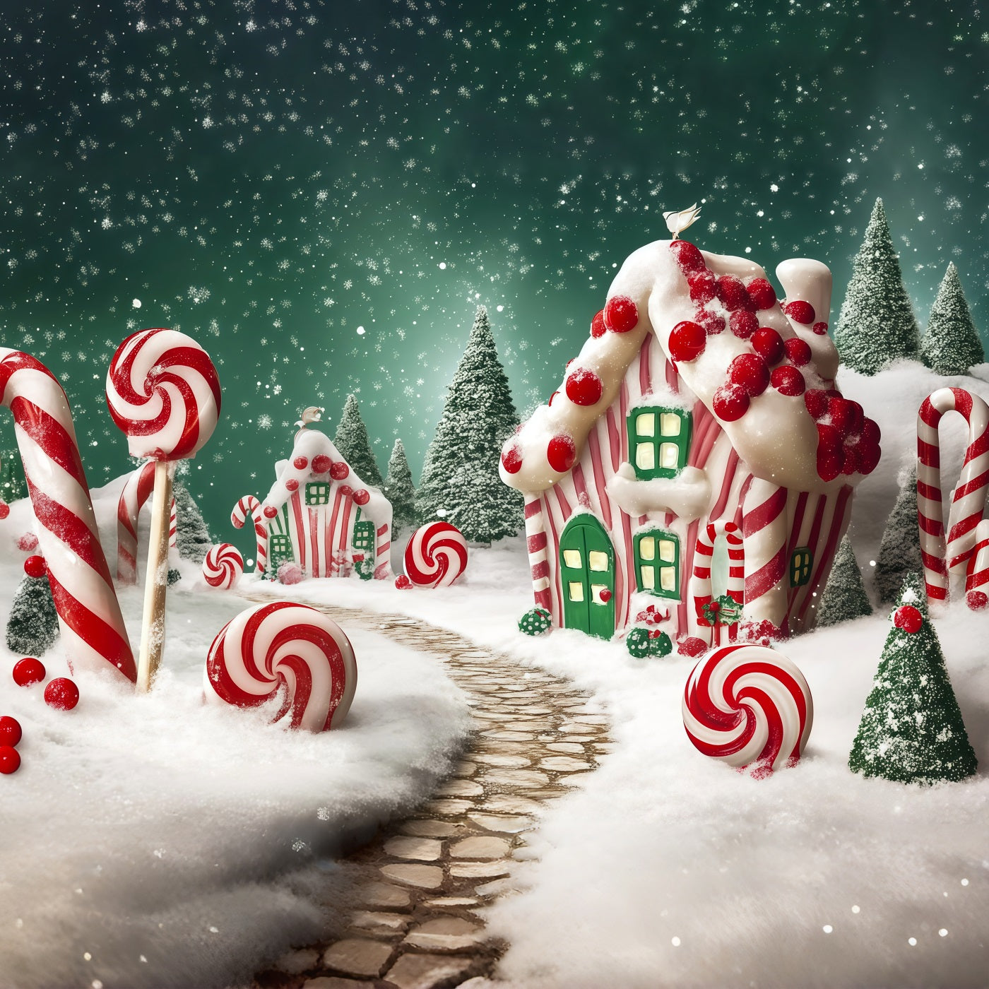 Candyland Christmas Backdrop Candy Cottage Wonderland Photography Christmas Backdrops RR68-72