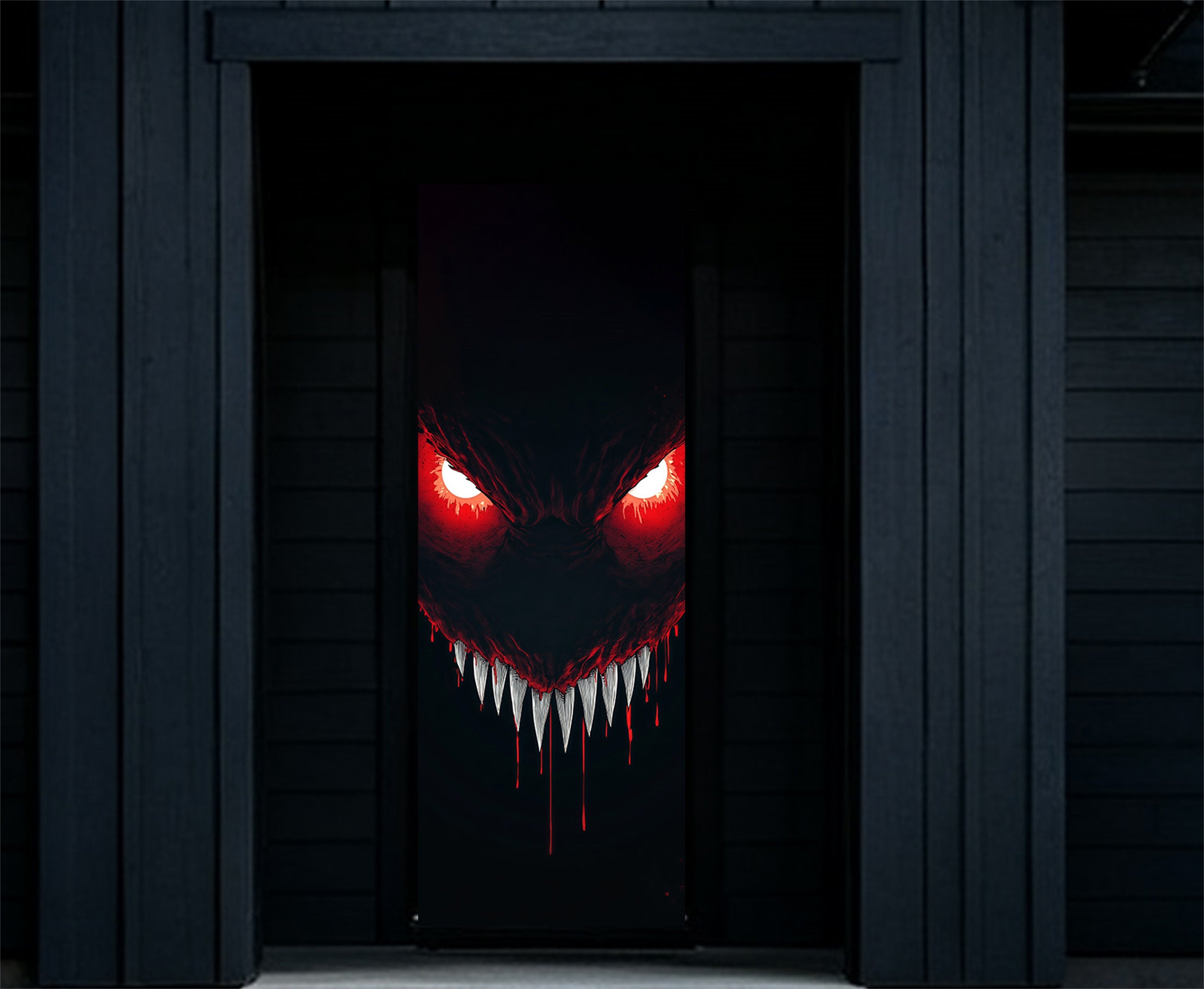 Monster Eyes Door Bloodthirsty Fanged Monster Face Spooky Door Cover RR68-9