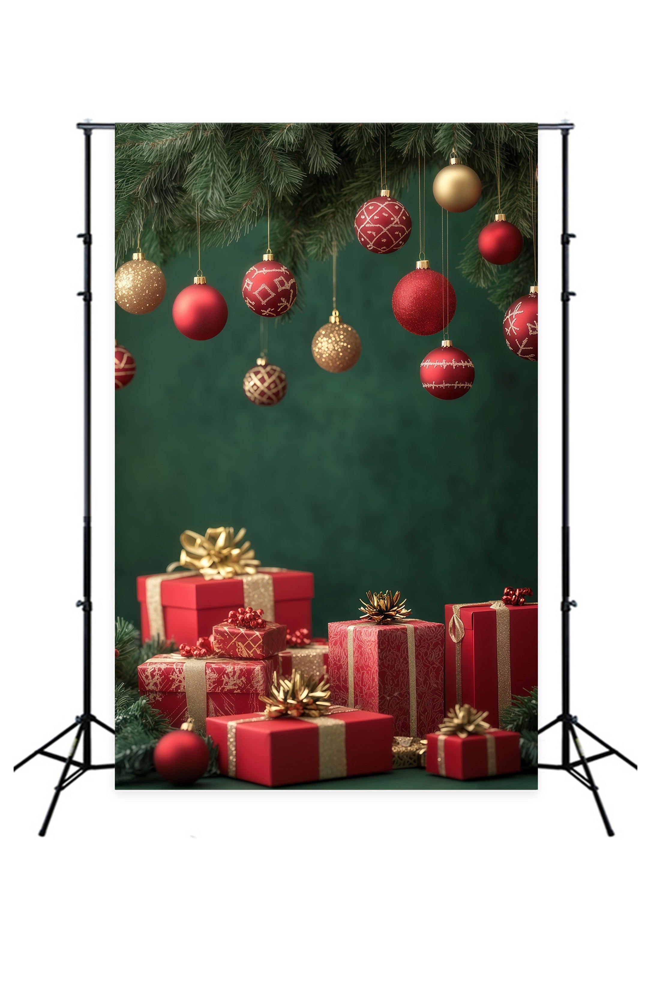 Christmas Ball Backdrop Ornament Gift Box Display Photo Christmas Backdrops RR69-21