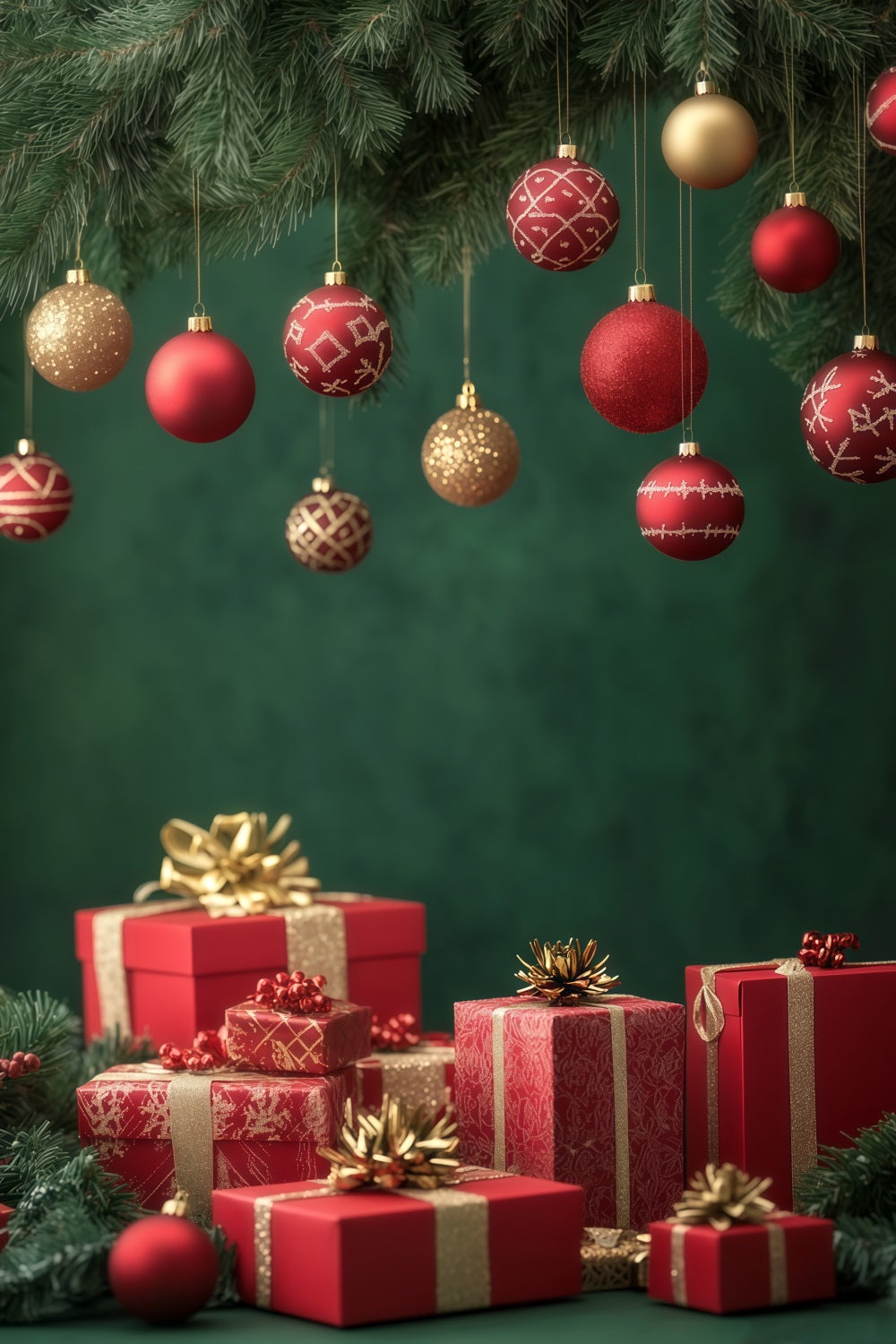Christmas Ball Backdrop Ornament Gift Box Display Photo Christmas Backdrops RR69-21