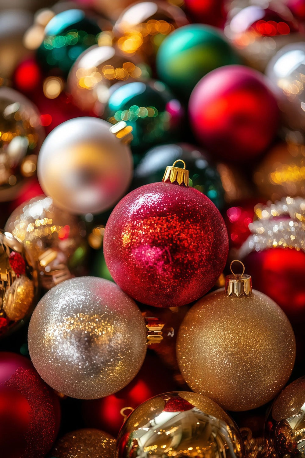 Christmas Balls Backdrop Colorful Bauble Closeup Texture Christmas Studio Backdrops RR69-22